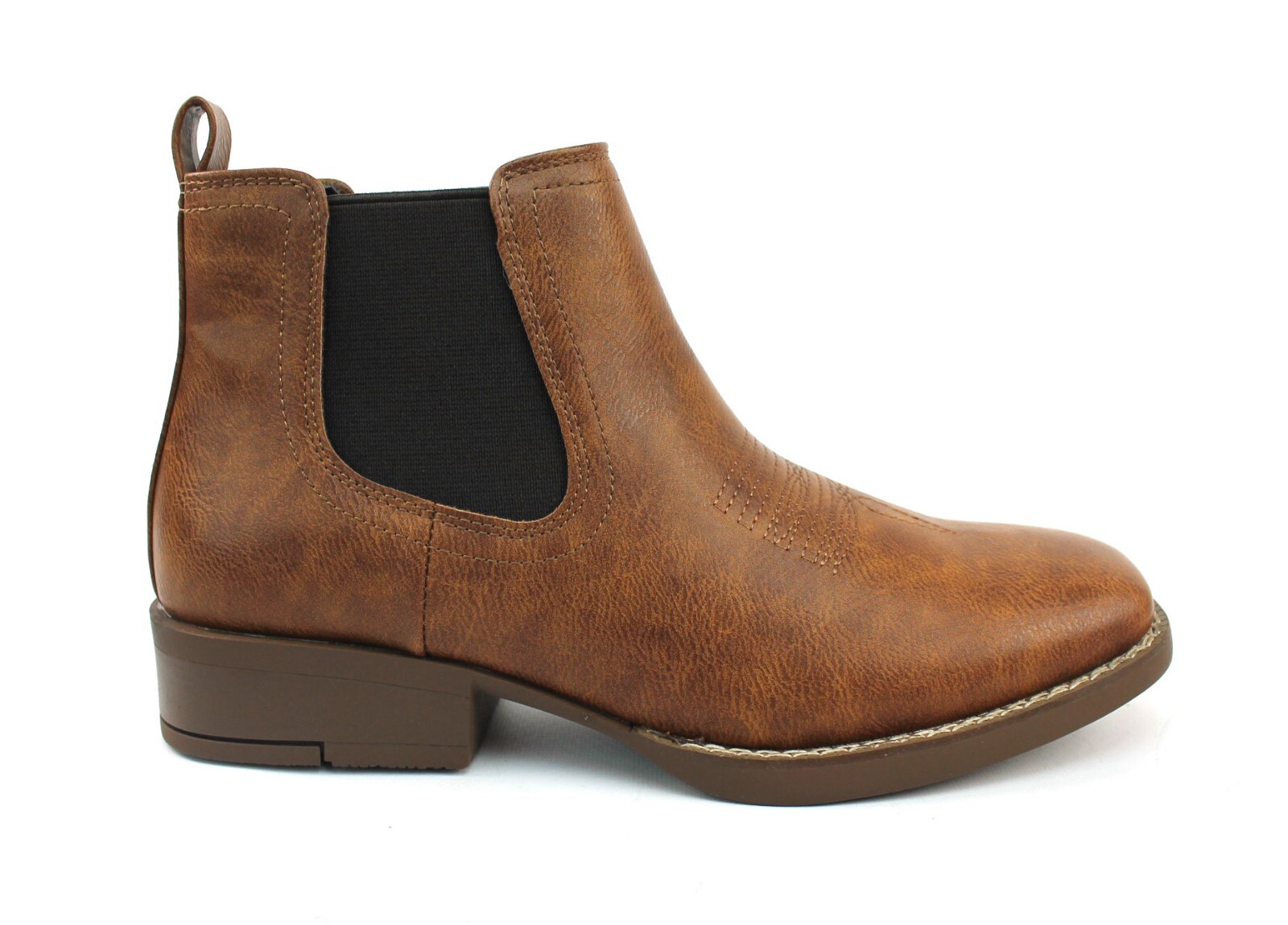 Brown Men’s Square Toe Cowboy Western Boots Leather Pull On Ankle High ÃZARMAN