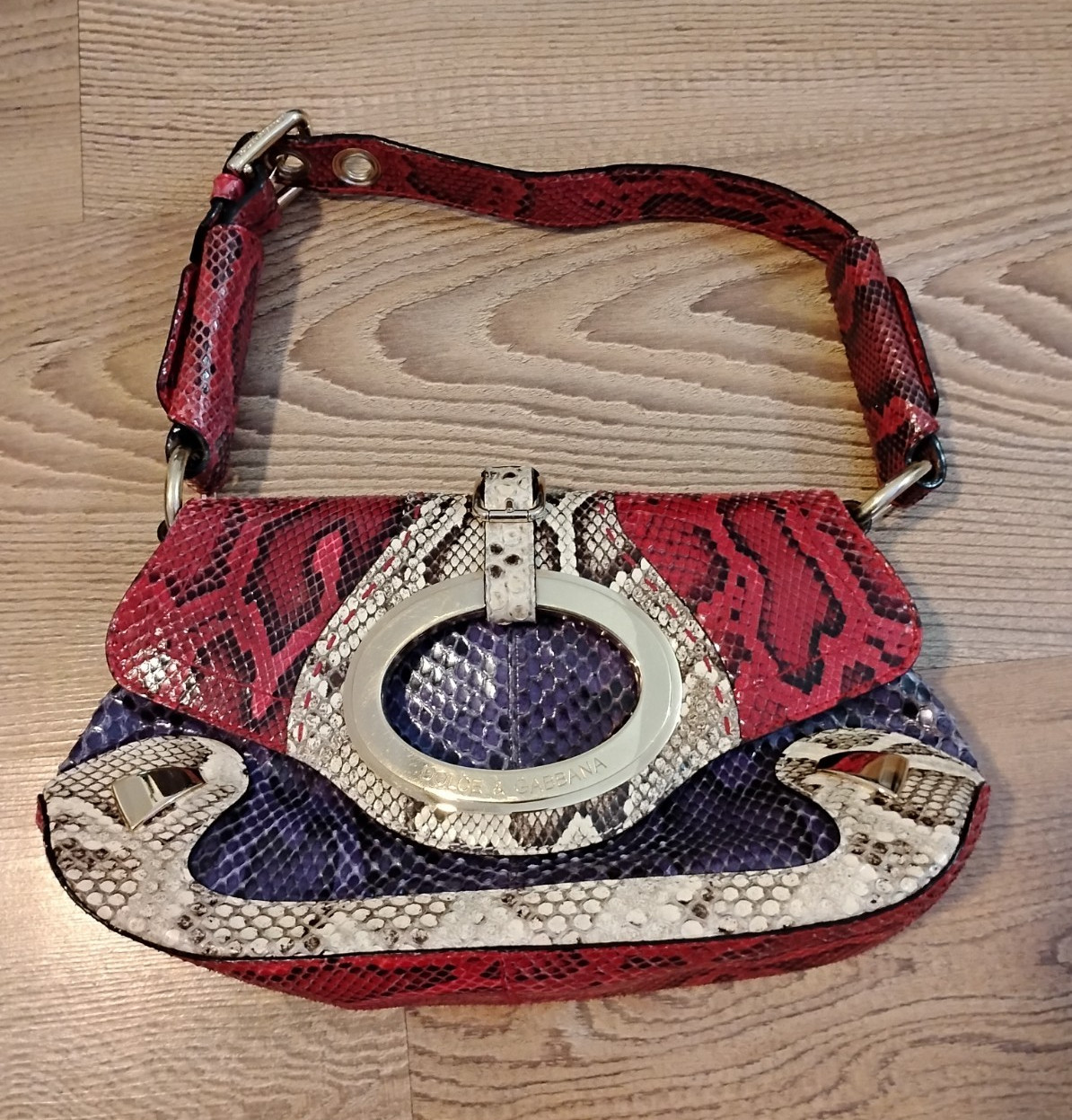 Dolce & Gabbana Vintage Multicolor Python Baguette– Rare Designer Purse