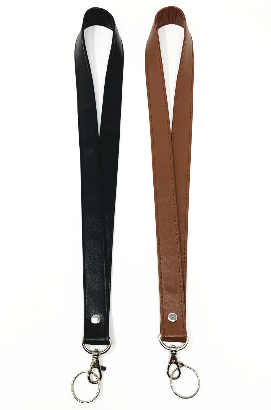 Black, Brown, Lavender Wide Leather Neck Lanyard for key, ID badge holder