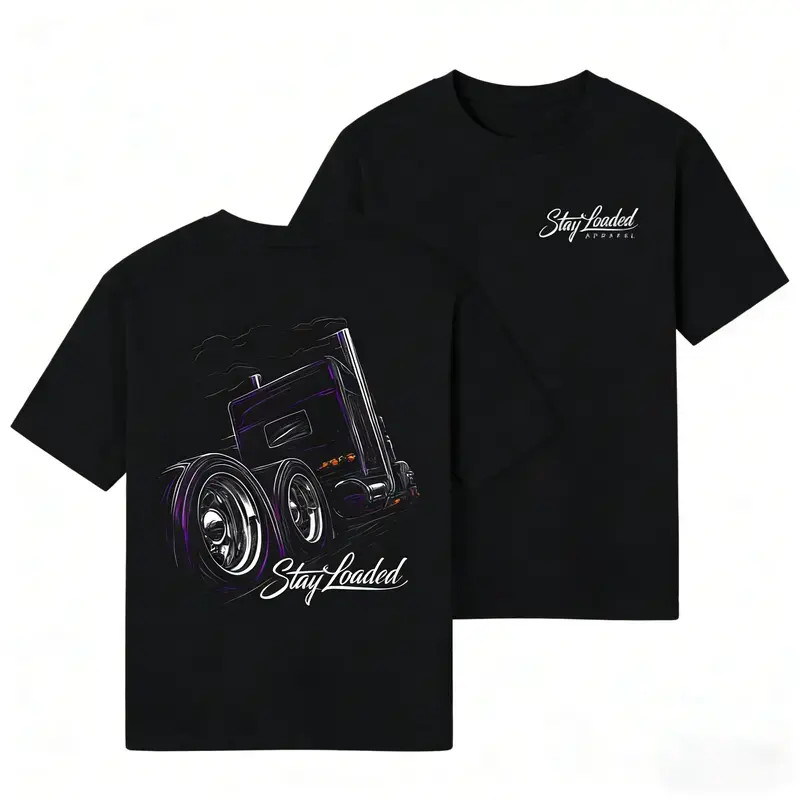 Stay Loaded Truck Driver Neon Graphic T-Shirt Diesel Trucker Tee