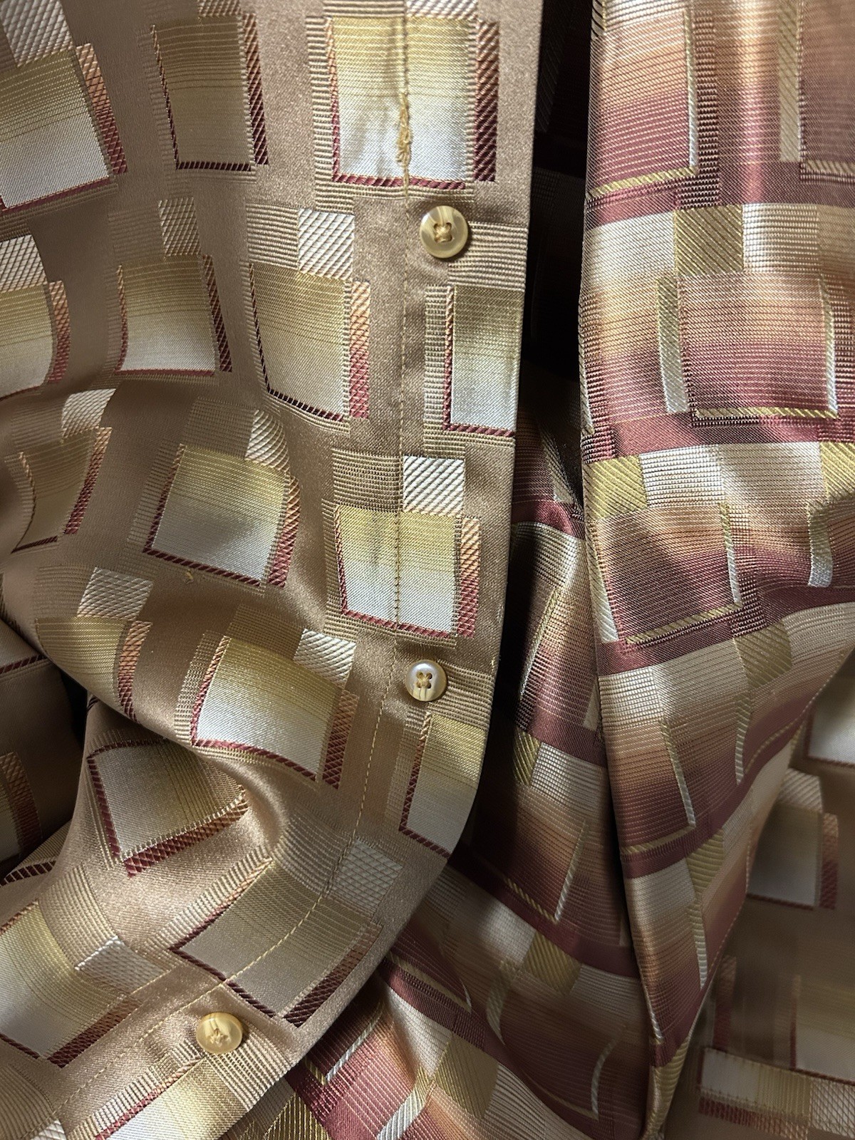 CDS Creme De Silk Couture by Egdon Heath Mens 100% Silk Shirt Size 3XL Gold Bric
