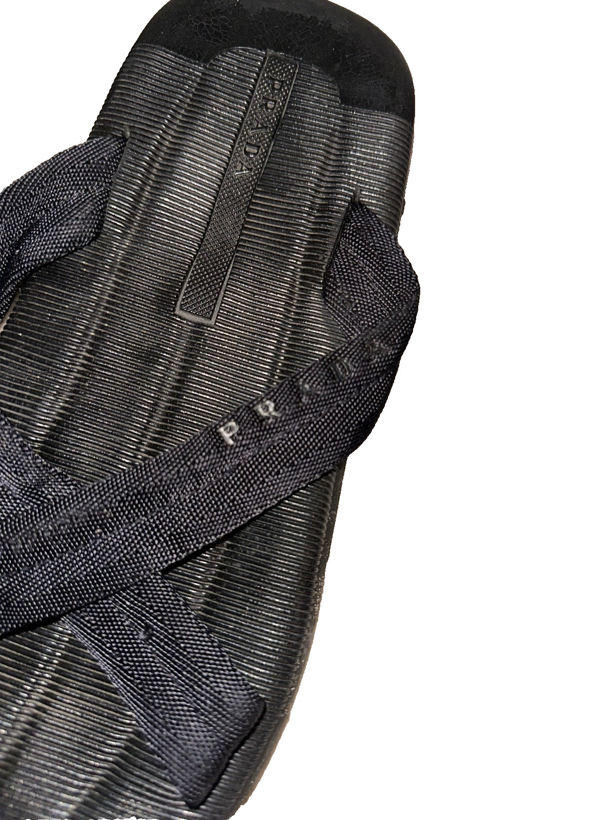 PRADA Sport ‘Cross Strap’ Nylon Rubber Black Sandals Size US 10/44