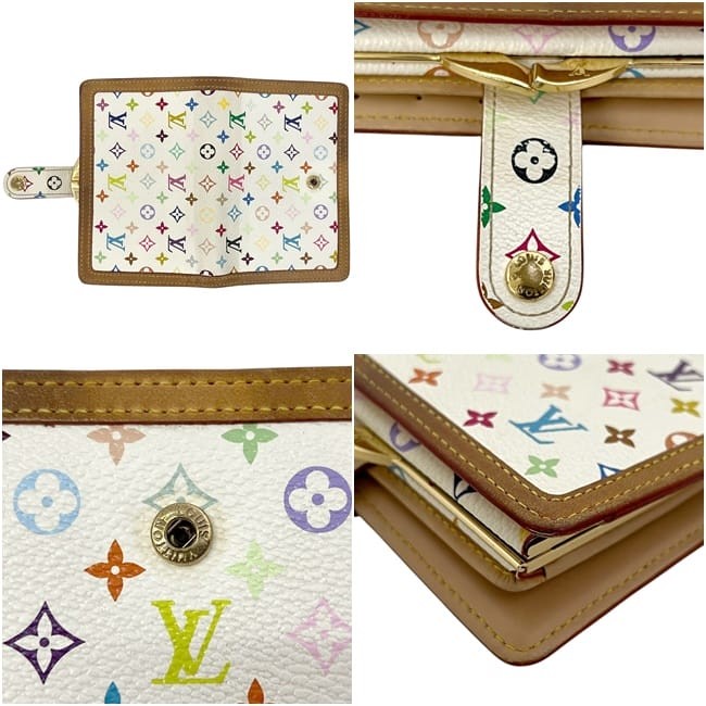 Louis Vuitton Bi-fold Wallet Portemonnaie Viennois Clasp White Blanc Multicolor