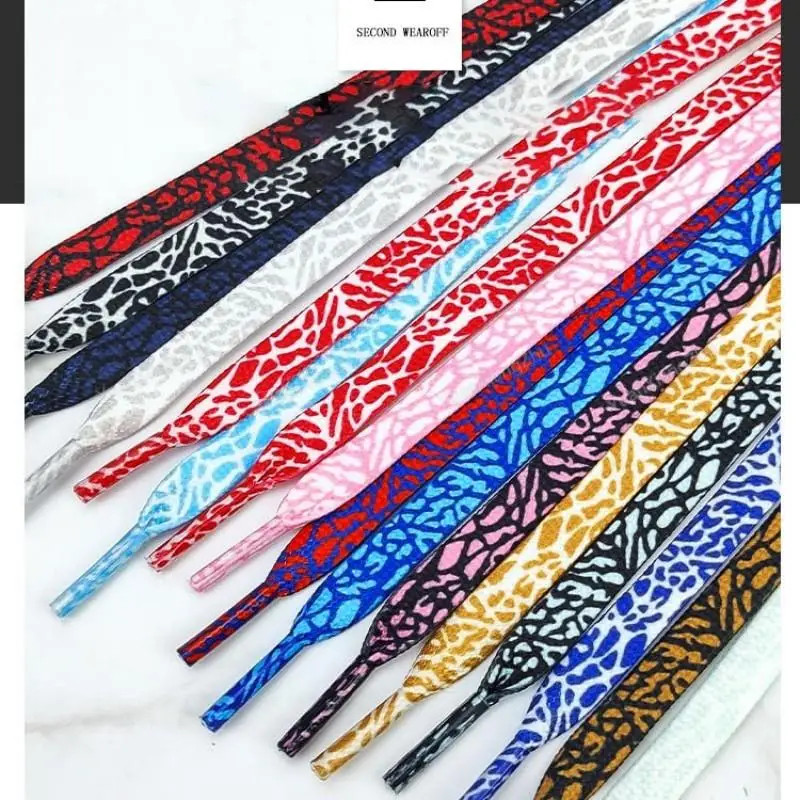 1Pair Burst Crack Texture Shoelaces Flat AF1/AJ Sneakers Shoe laces Fashion Leop
