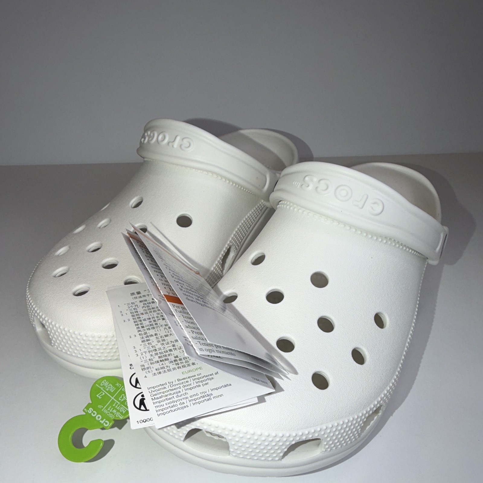 Crocs Classic Men’s 9 Rubber Slip-On Clog White Logo Accent Casual Shoes