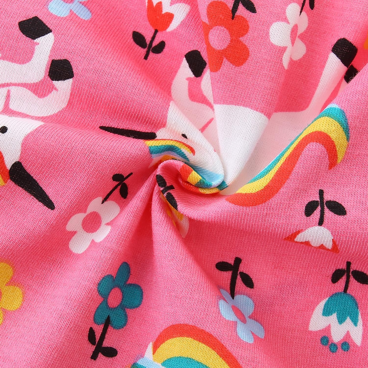 Little Girl Summer Dress Unicorn Easter Rainbow Short Sleeve Twirly Tiered