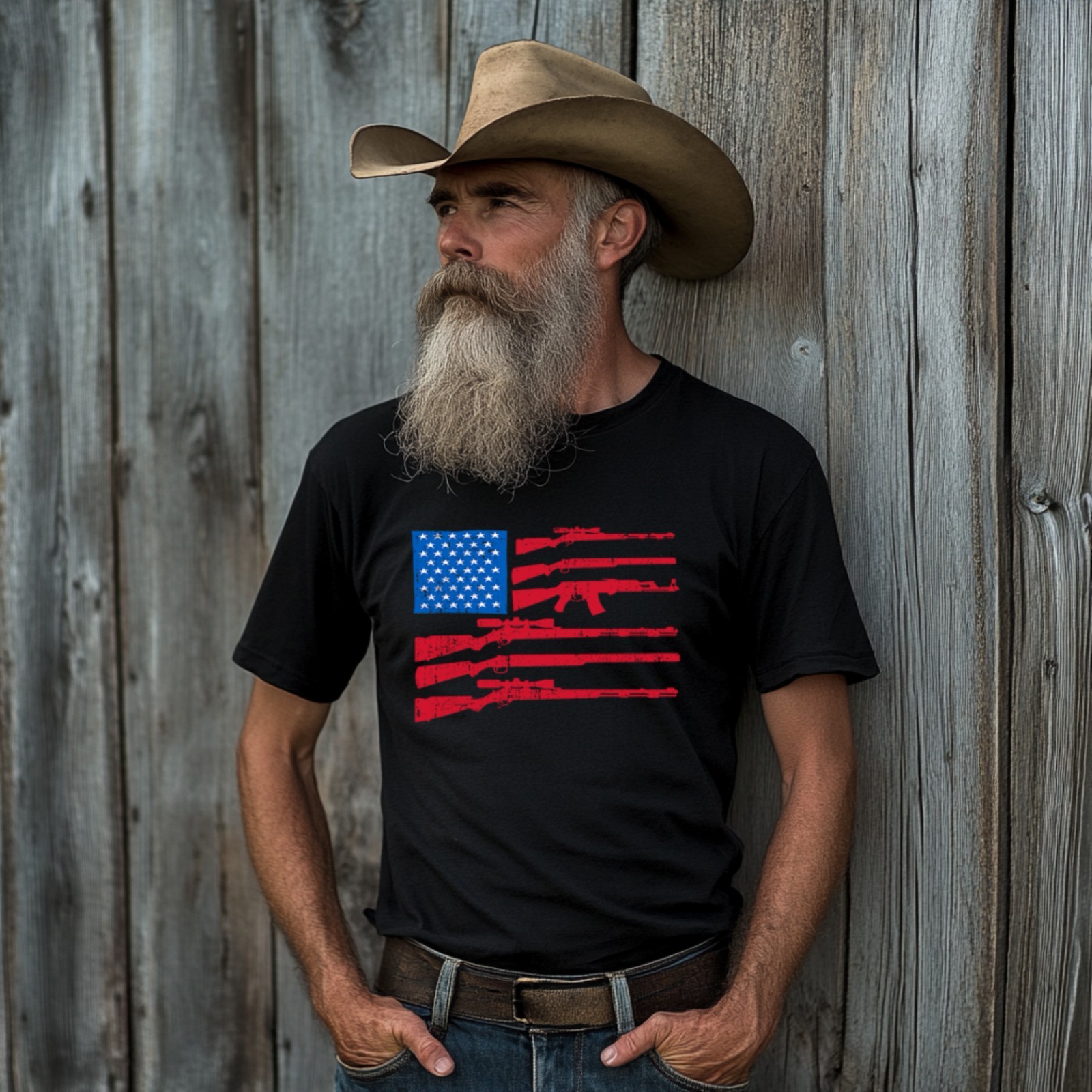 2nd Amendment USA Flag Gun Shirt We the People T Shirt Patriotic Graphic Tee Top