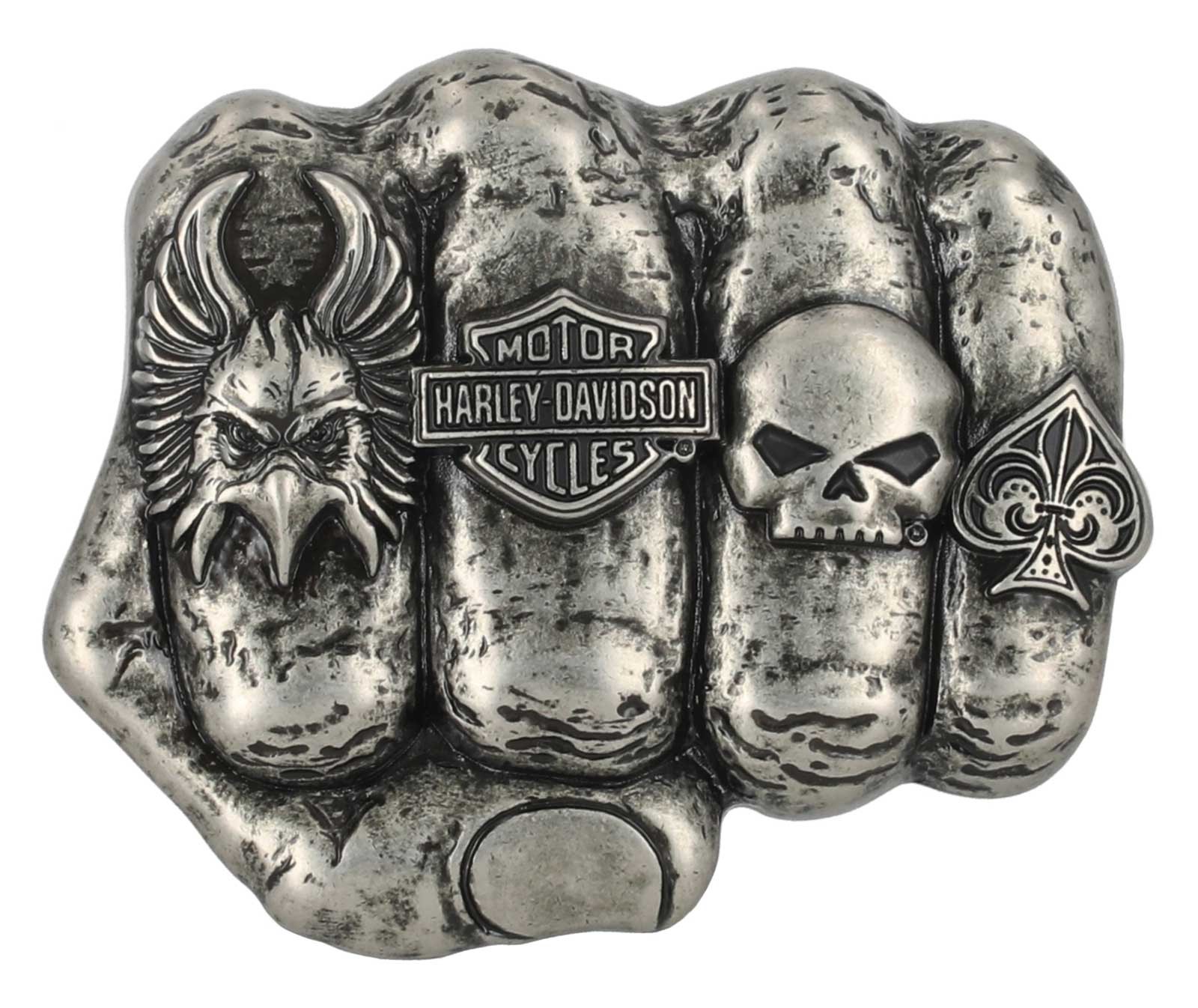 Harley-Davidson Men’s H-D Logo Knuckle Belt Buckle, Silver Nickel Finish