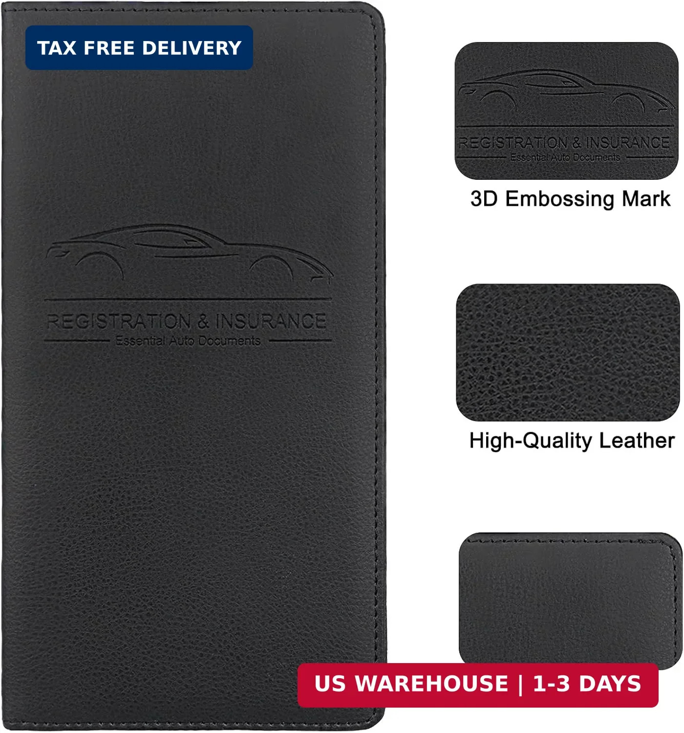 LumiMokki Premium Car Registration & Insurance Card Holder with Magnetic Shut, V