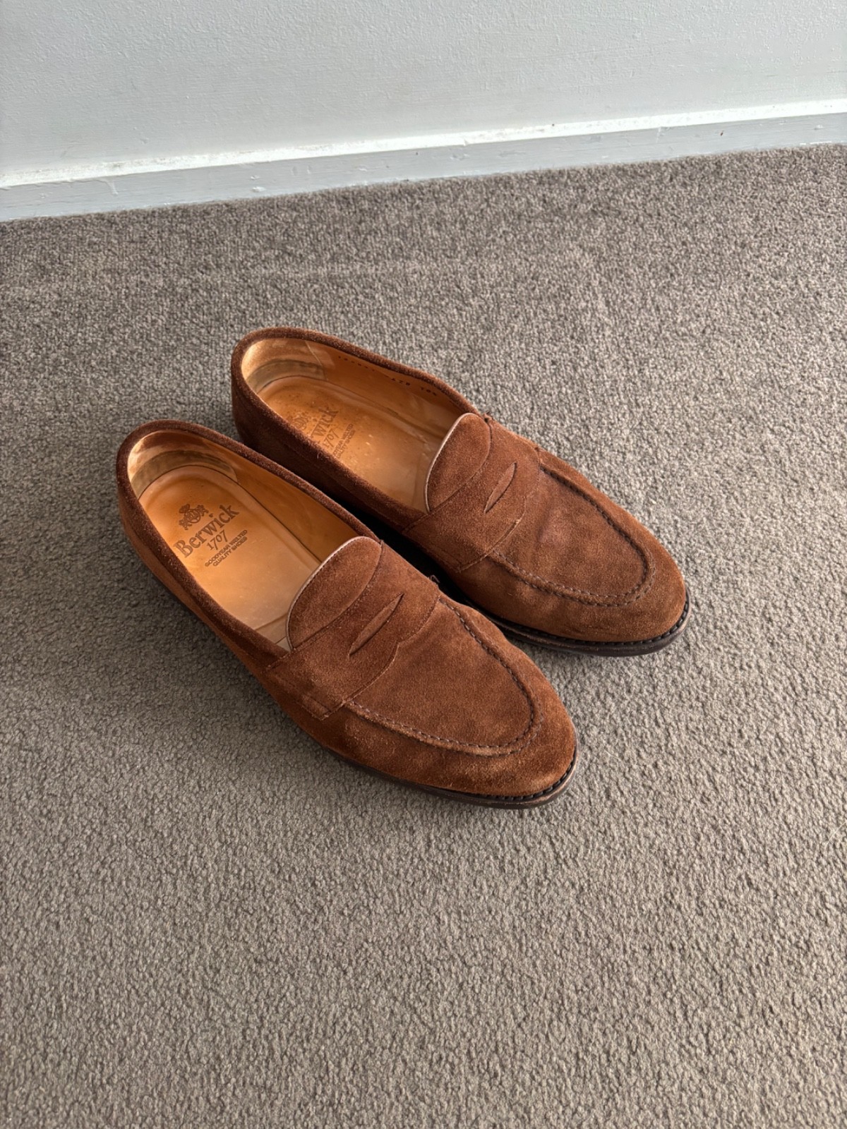 Berwick Polo Suede Penny Loafer Goodyear Welted 10.5 UK 11.5 US Mens