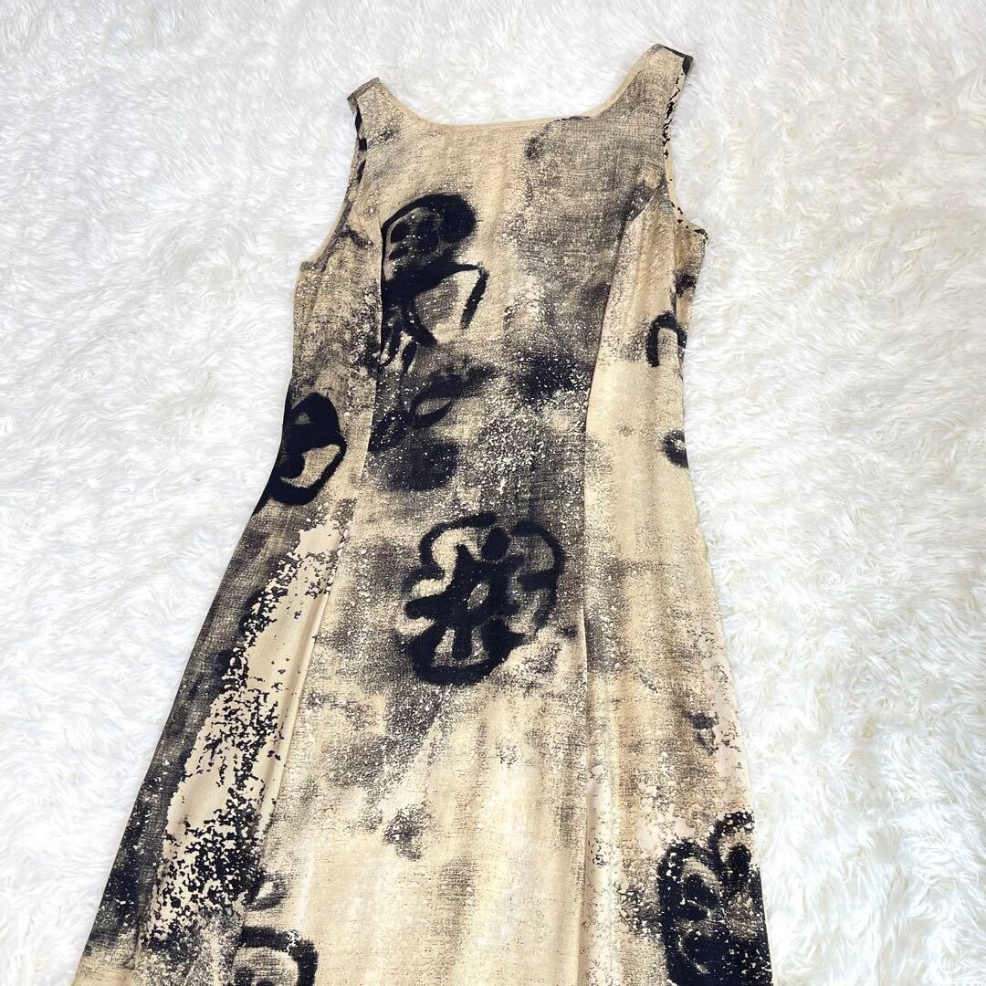 Max Mara Silk Abstract Print Sleeveless Midi Dress Size 36 Auth
