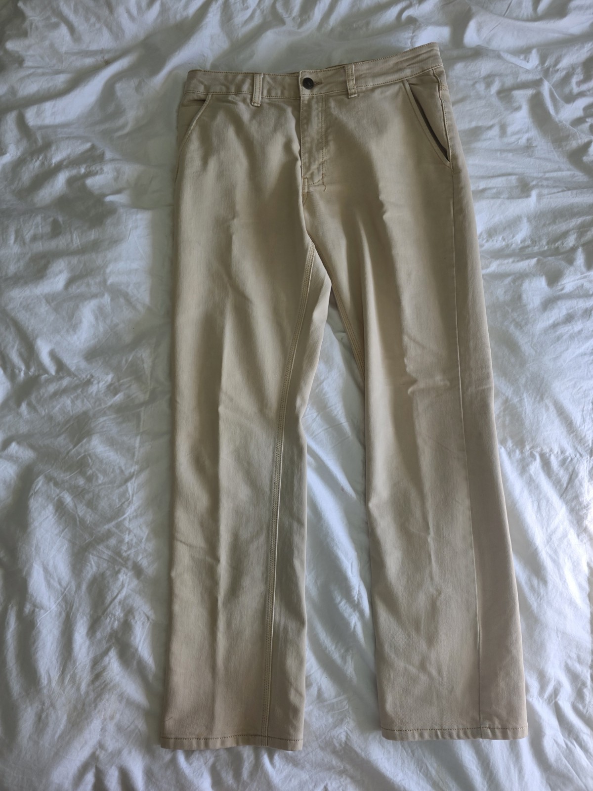 Bulletprufe Denim Pants Jeans Mens 34×32 Khaki Slim Straight Casual Minimalist