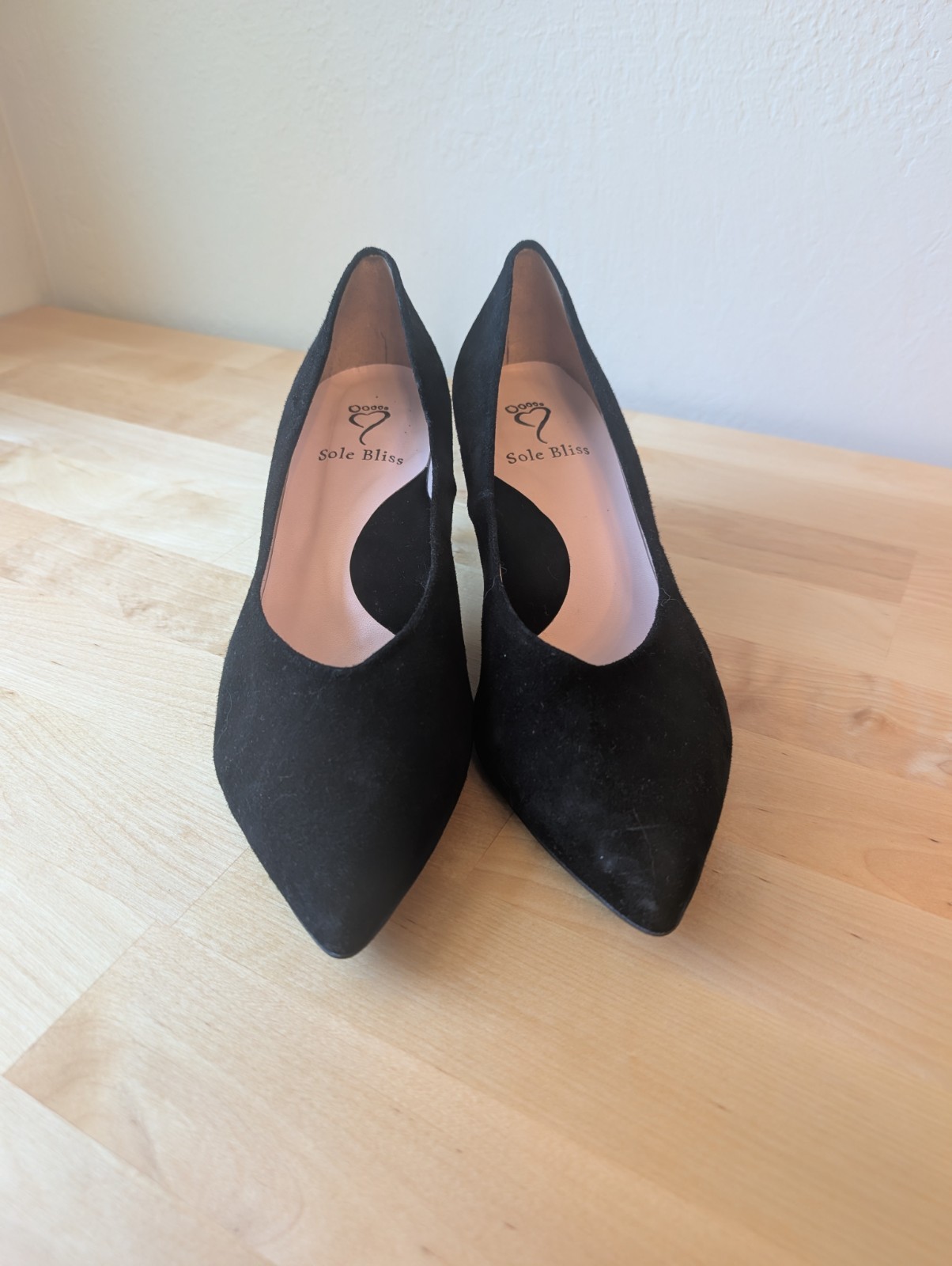 Sole Bliss Mercy Black Suede Comfort Heels Wide Fit Bunion Friendly EU 40 US 10