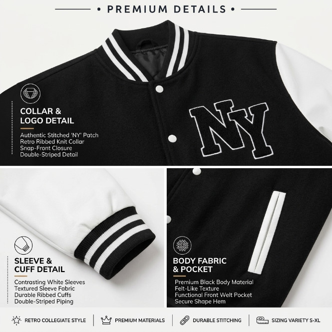 Mens Boys Varsity Jacket Pack of 2 New York NY Letterman Bomber S-XL