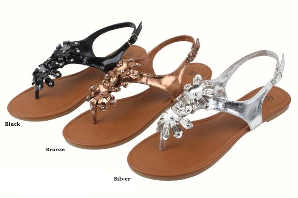Womens Fashion Roman Thong Gladiator Sandals Black Bronze Silver 5 6 7 8 9 10