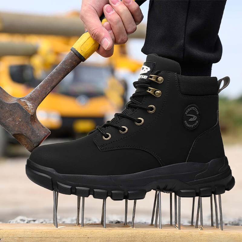 Waterproof Men’s Safety Work Boots Steel Toe Shoes Anti Impact And Anti-Puncture