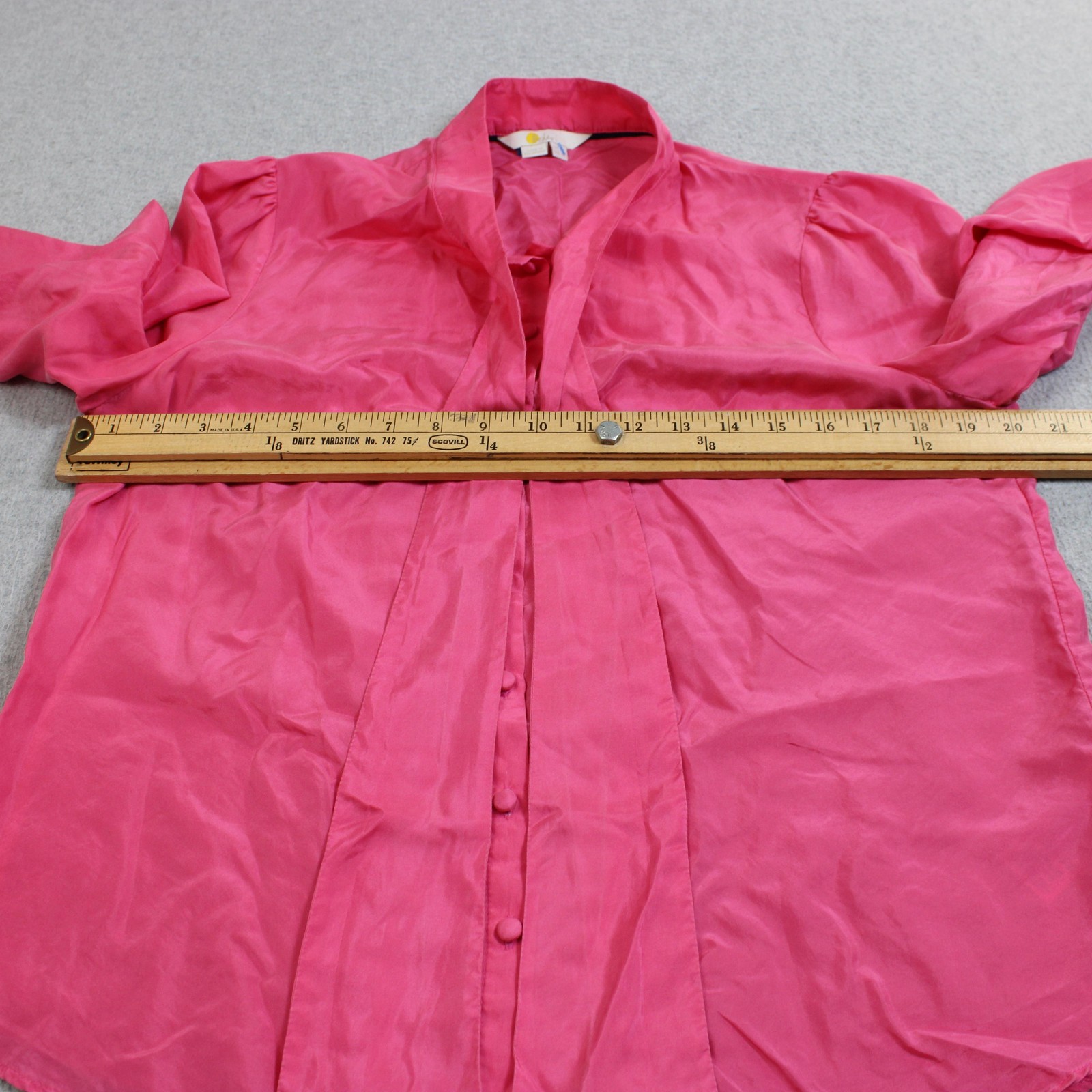 Boden Silk Shirt Women 10 US 14 UK Pink Tie Neck Button Long Sleeve Office Twee