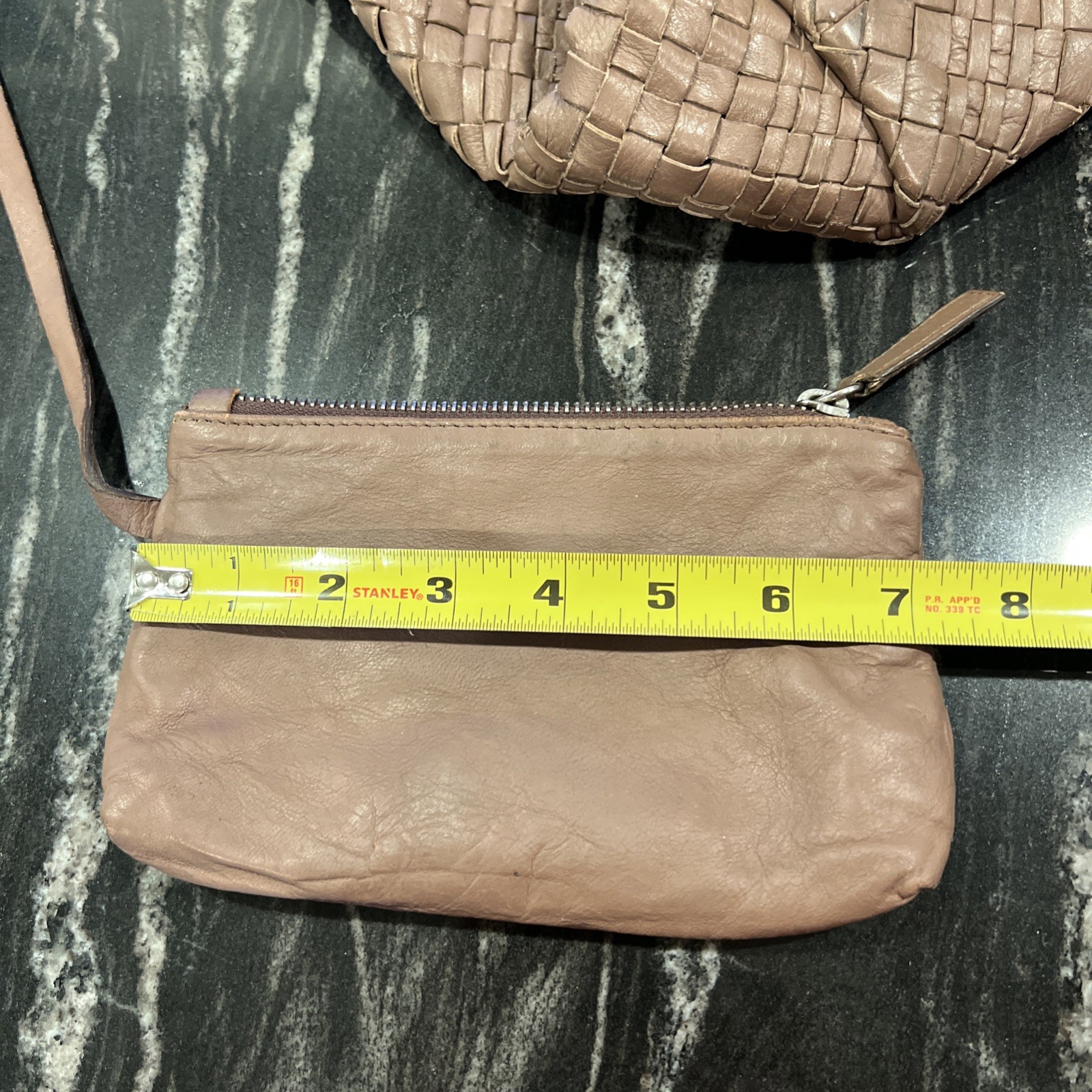 FALOR Italian Genuine Leather Handbag Woven Made in Italy w/ Attached Coin Purse