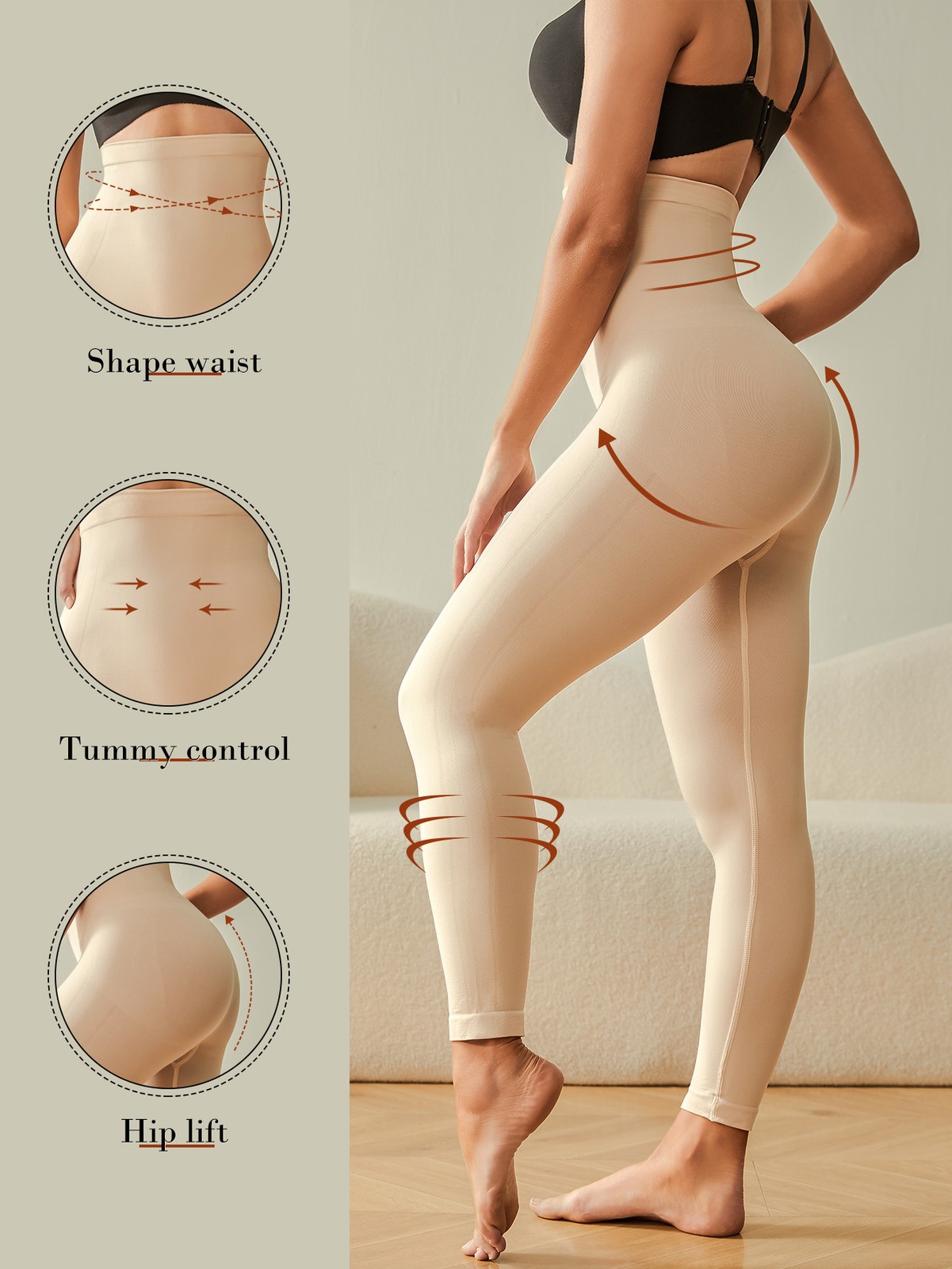 Slimming Anti Cellulite Compression Leggings Leg Shaper High Waist Black Pants