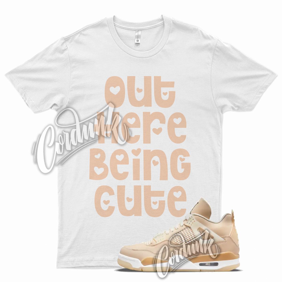 White CUTE T Shirt for Air J1 4 Shimmer Blush Earthy Neutrals