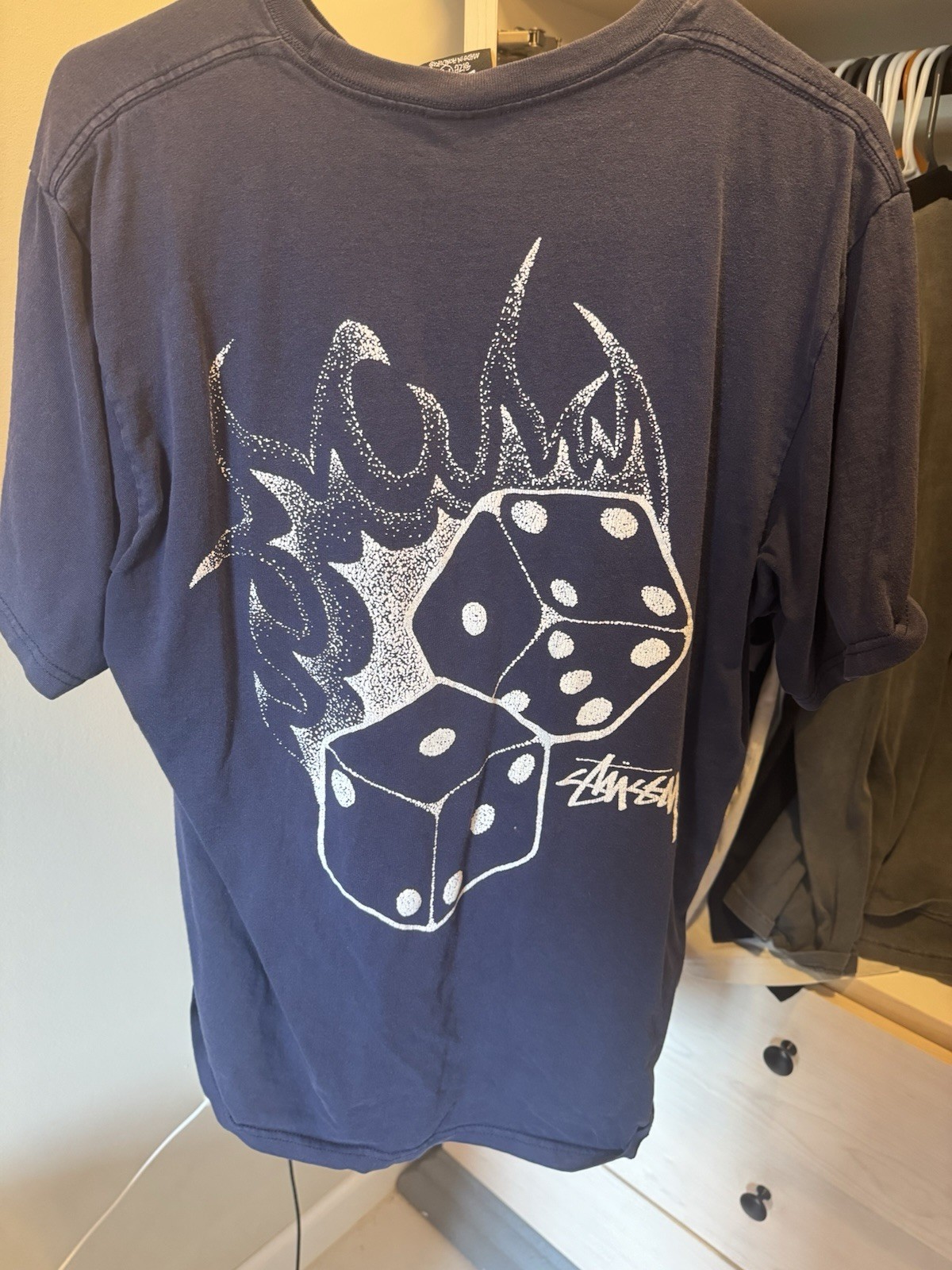 Stussy navy fire dice tee M