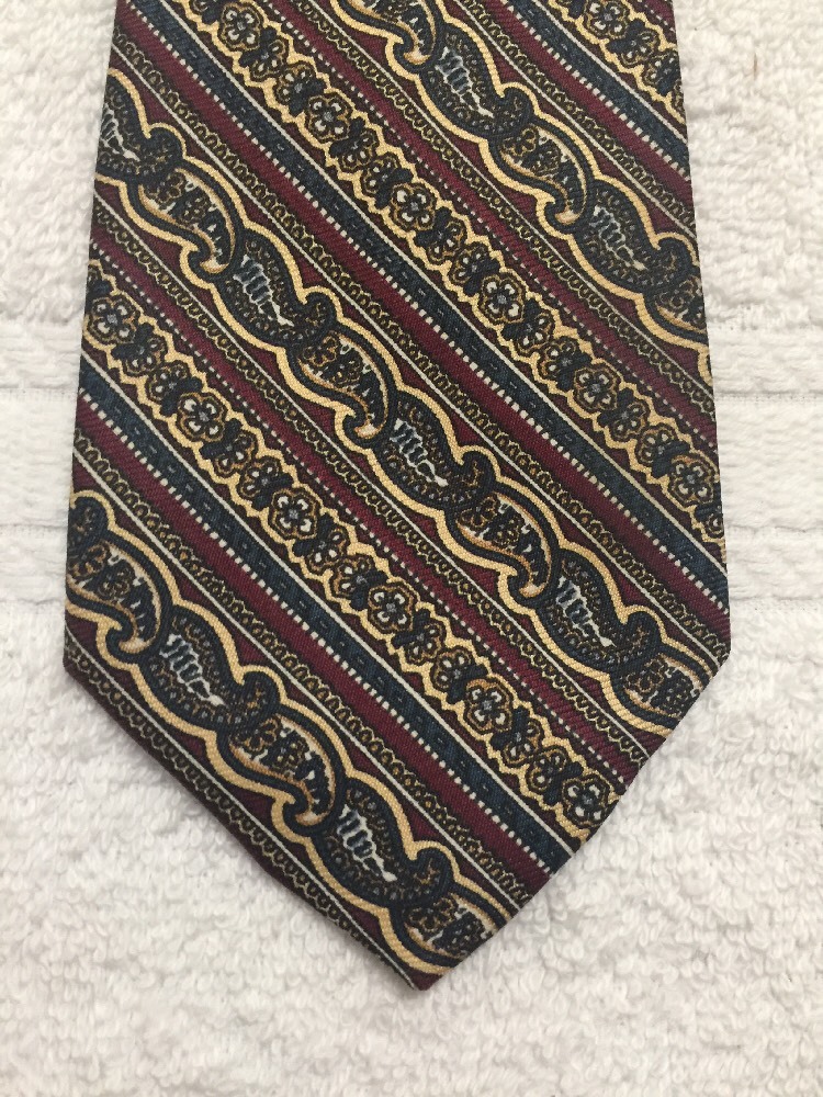 JACK HENRY MENS TIE TAN GREEN BROWN BURGUNDY STRIPES 3.25 X 57