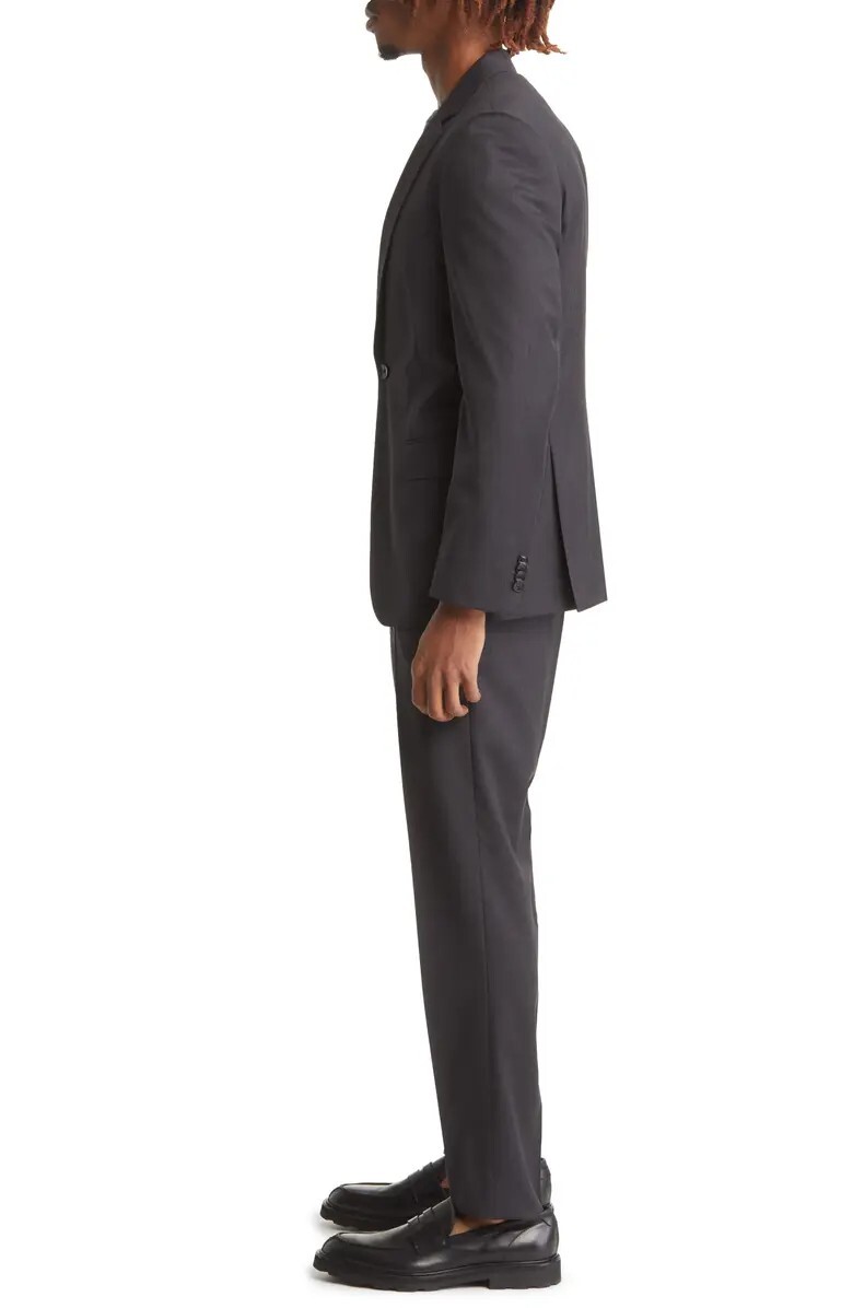 HUGO BOSS Huge 100% Virgin Wool Suit, Solid Dark Grey, Size 42 R NWOT