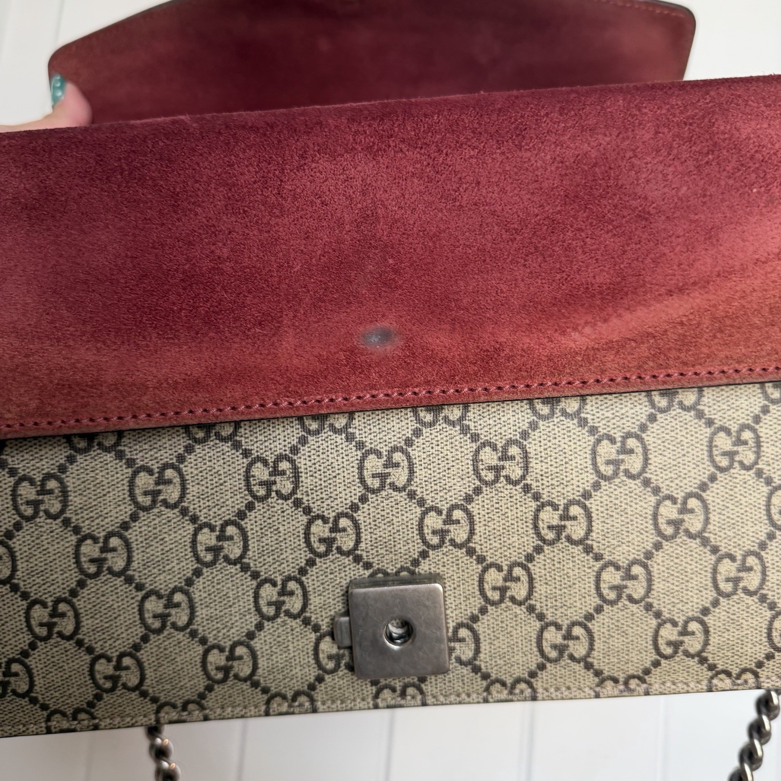 Gucci Dionysus Small GG Monogram Floral Chain Shoulder Bag Push Lock