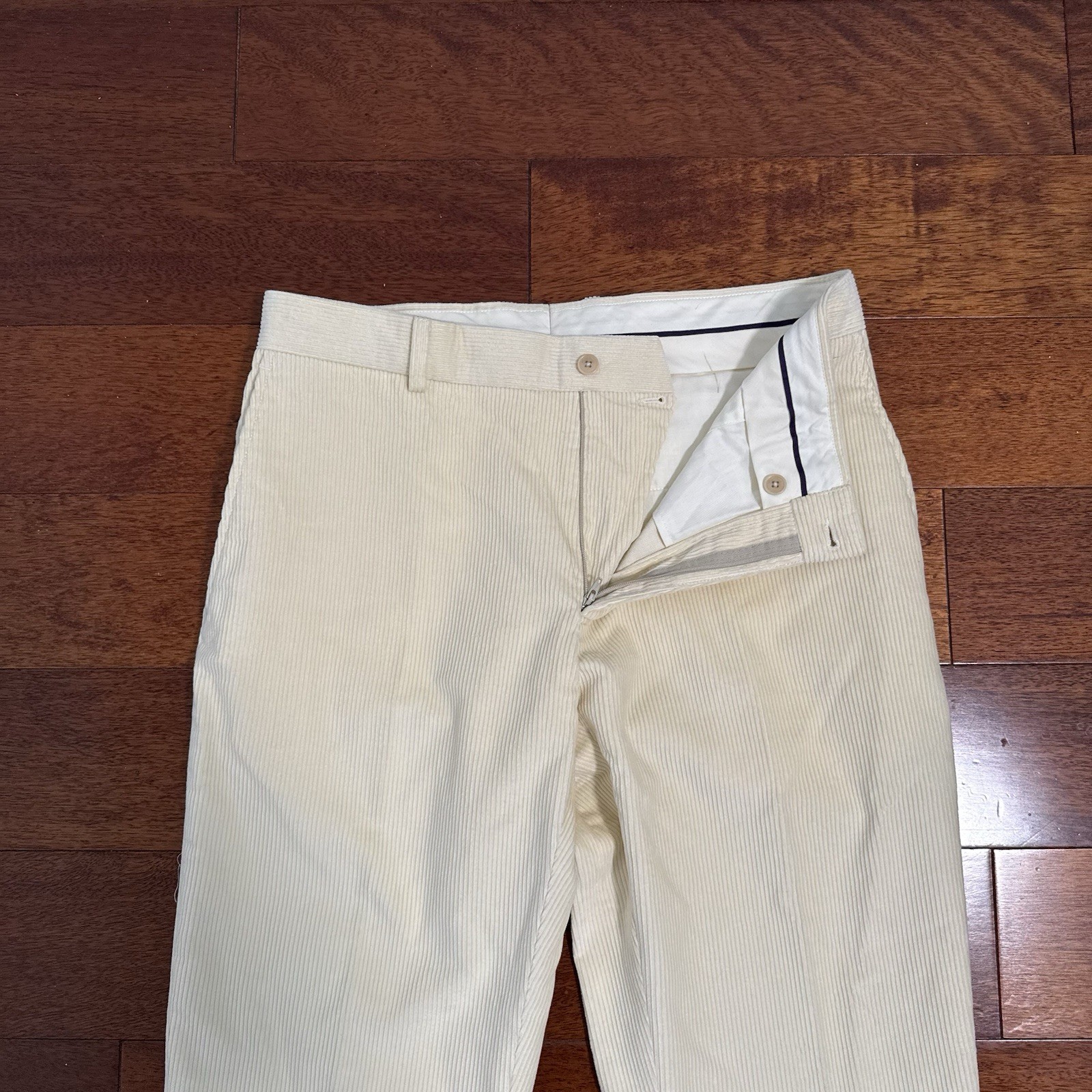 Ralph Lauren Purple Label Corduroy Straight Leg Pants Cream Size 32×31
