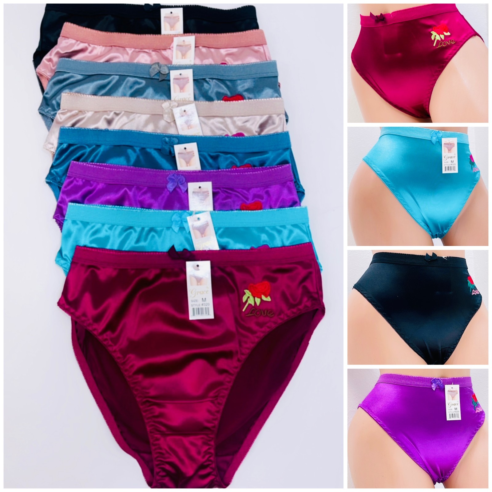 Women’s Briefs 3/6/12 Bikini High cut Panties Undies Satin Silky Cool Lot 320