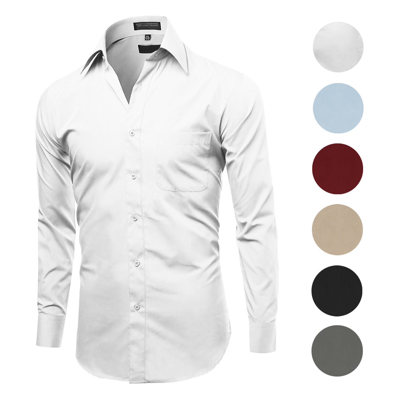 Men’s Classic Fit Long Sleeve Wrinkle Resistant Button Down Premium Dress Shirt