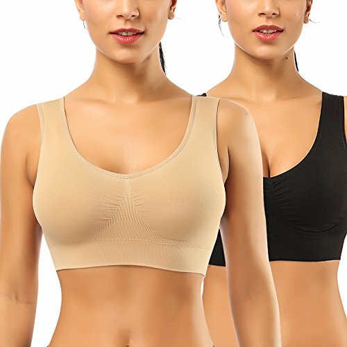 2 Pack Seamless Removable Pads Sleep Bras Yoga Bra Comfort Sports Bras for Women