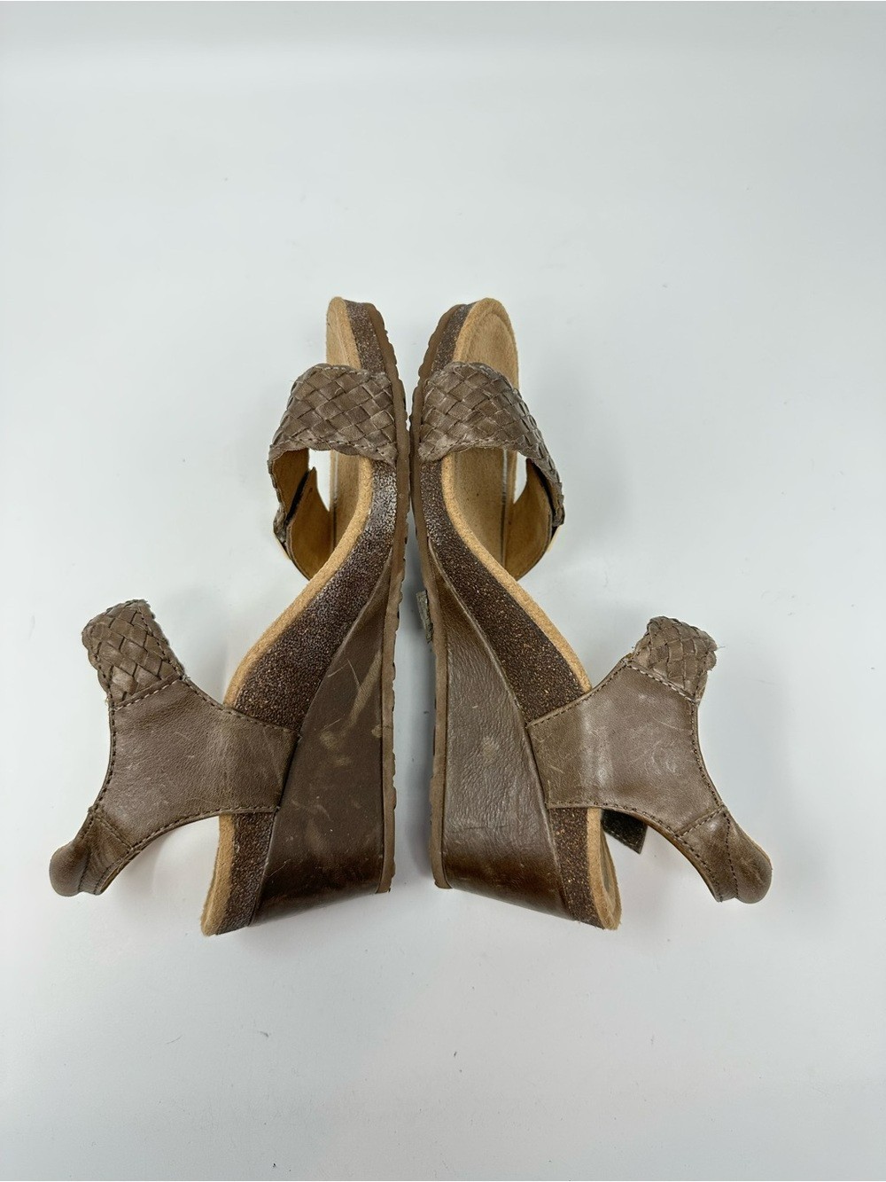 Aetrex Women’s Grace Adjustable Woven Wedge Taupe Sz 7.5-8