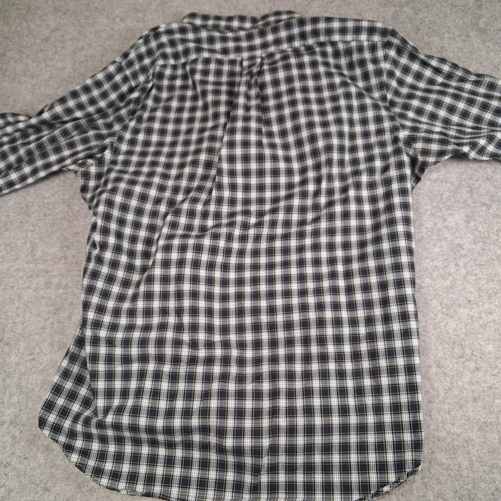 Ralph Lauren Button Down Shirt Mens XL Navy Blue Plaid Custom Fit Cotton