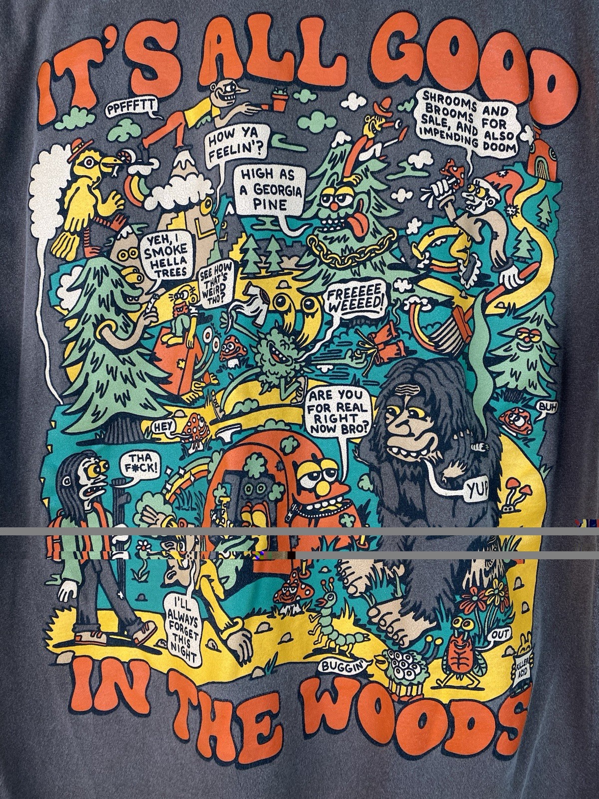 Killer Acid Cali M Brown Colorful “It’s All Good in the Woods” Graphic T-Shirt