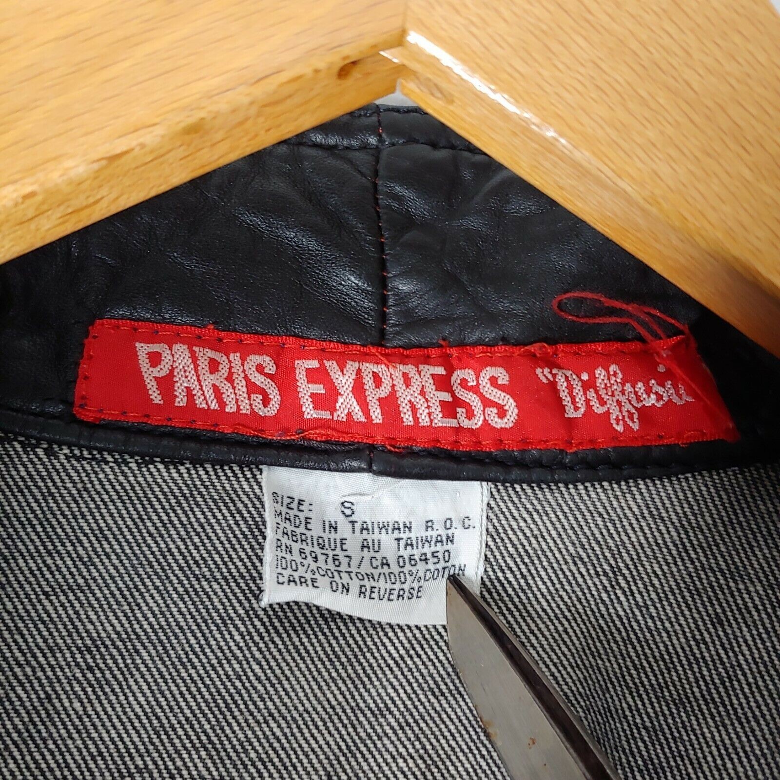 Vintage 1980s Paris Express Denim Jacket Small Snap V Neck Retro Lace Up Crop