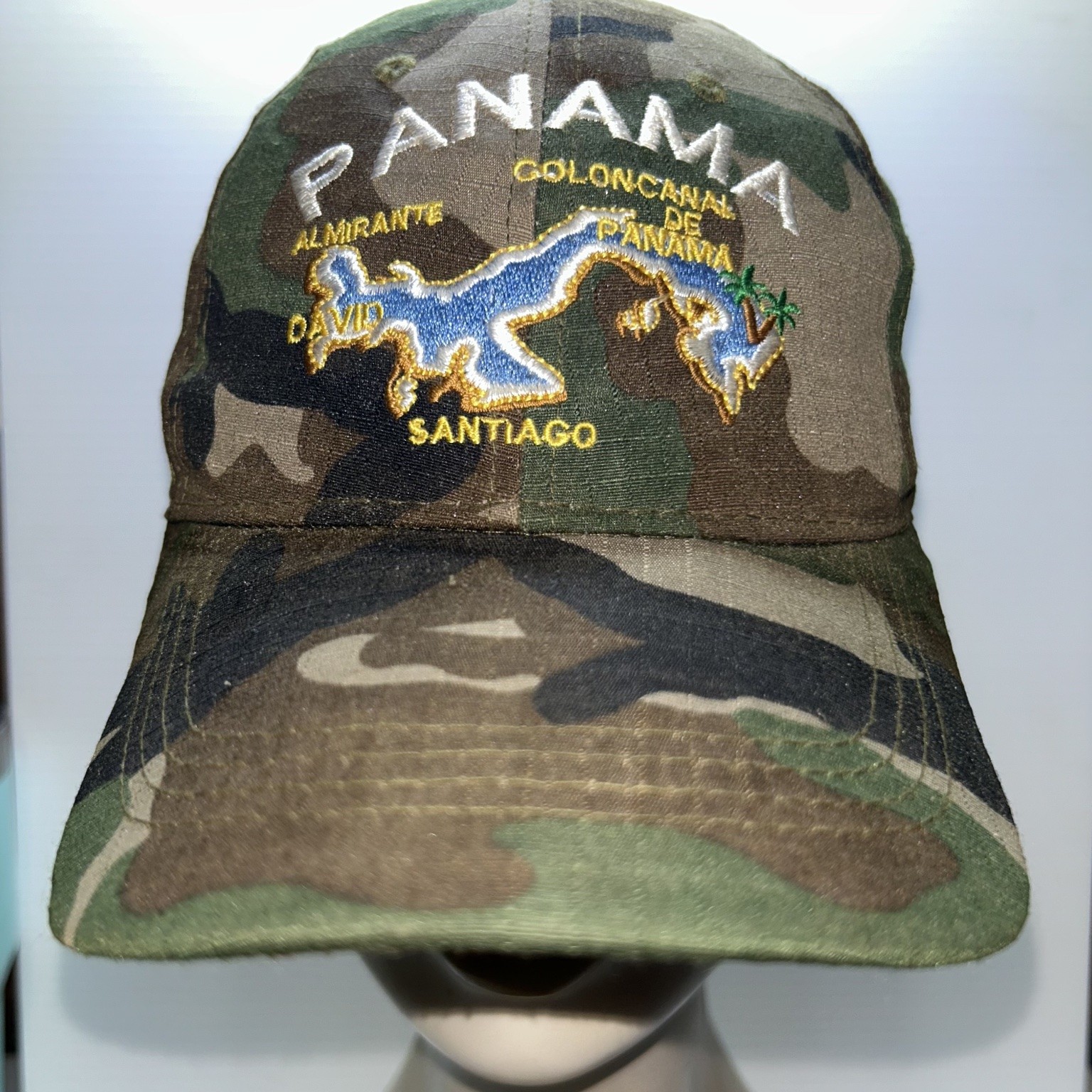 Panama Camo Map Souvenir Baseball Cap Hat Mens Adjustable Hook Loop