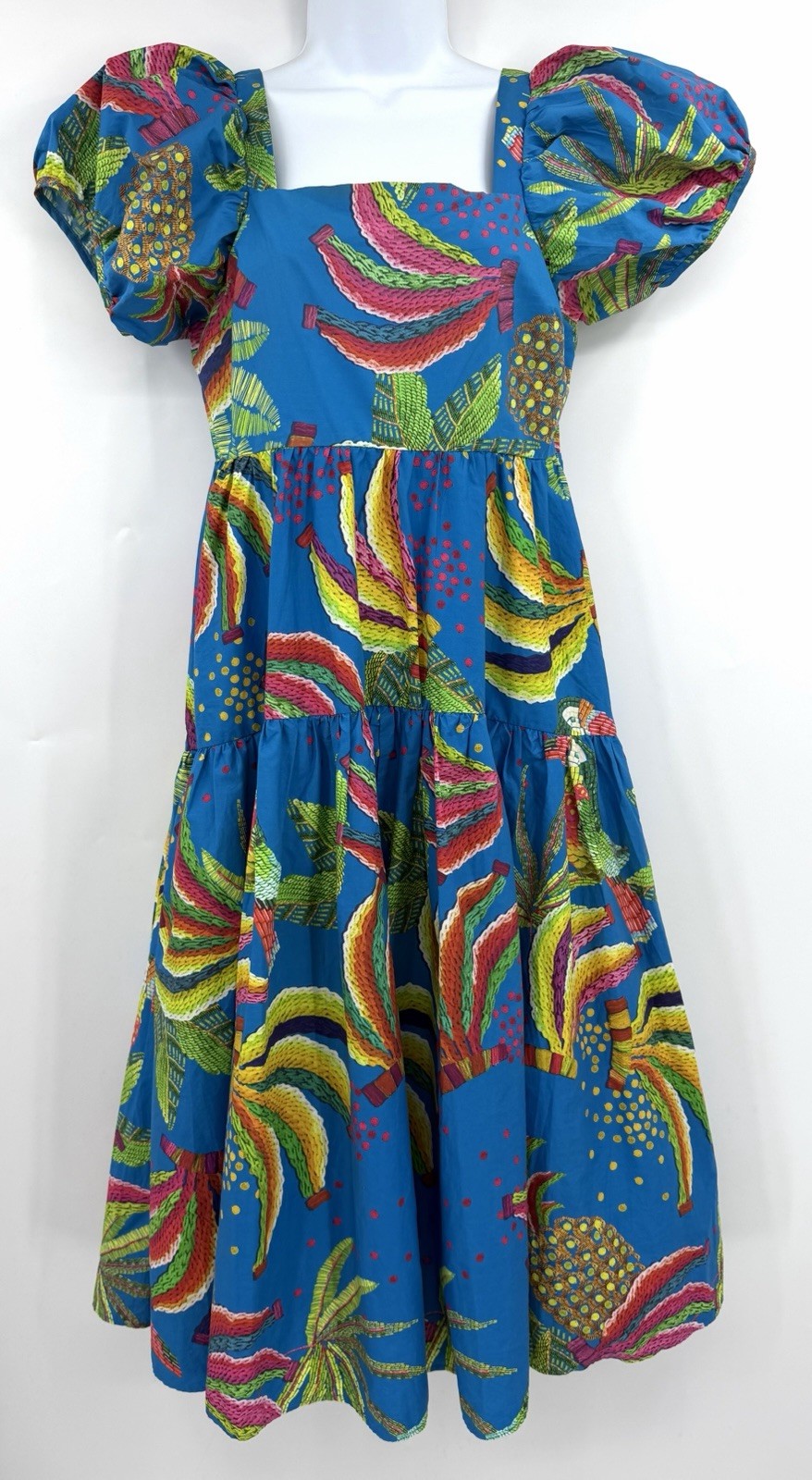Anthropologie Farm Rio Tropics Tiered Midi Dress Size Small-FLAW