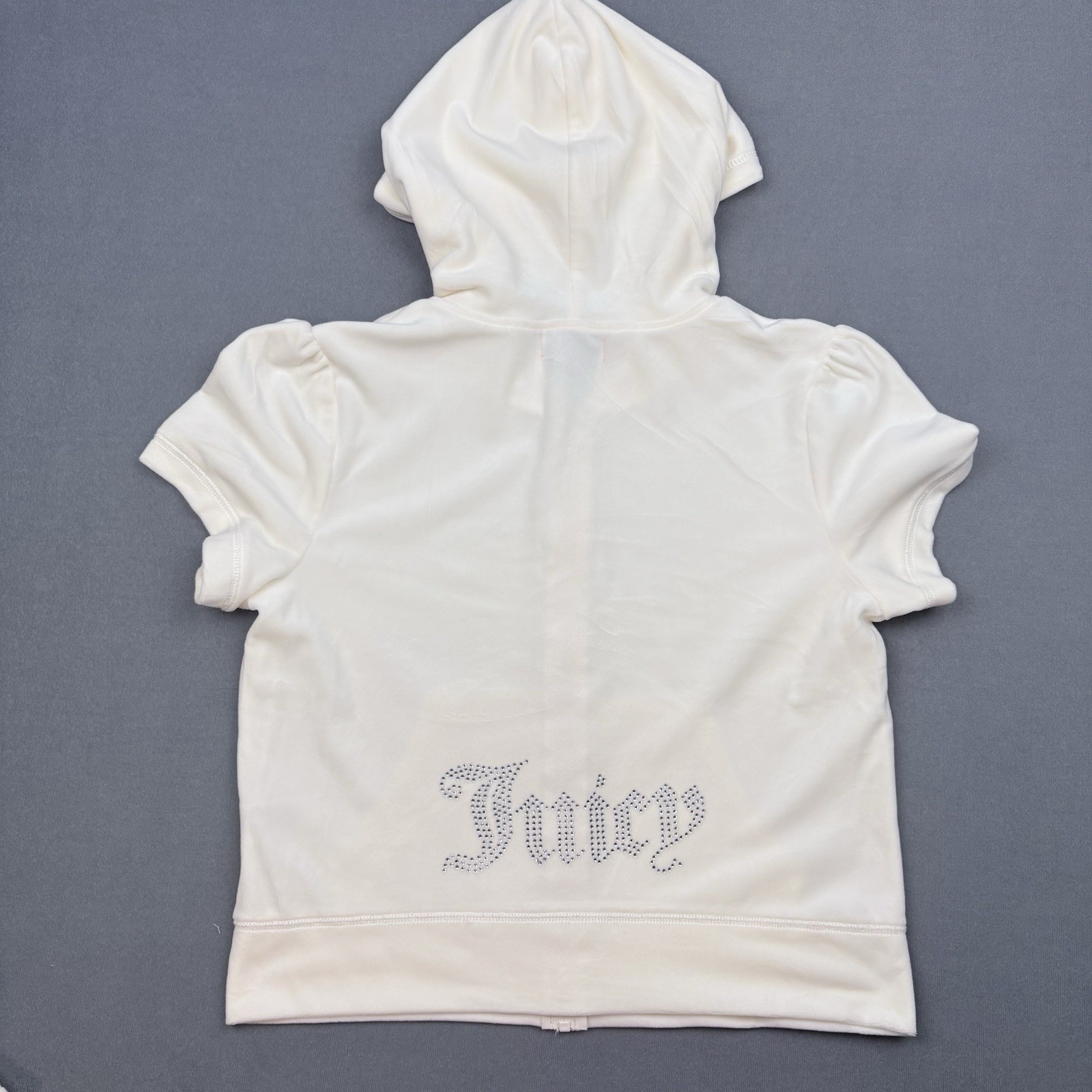 Juicy Couture Oyster Velour Short Sleeve Hoodie & Shorts Set Rhinestone