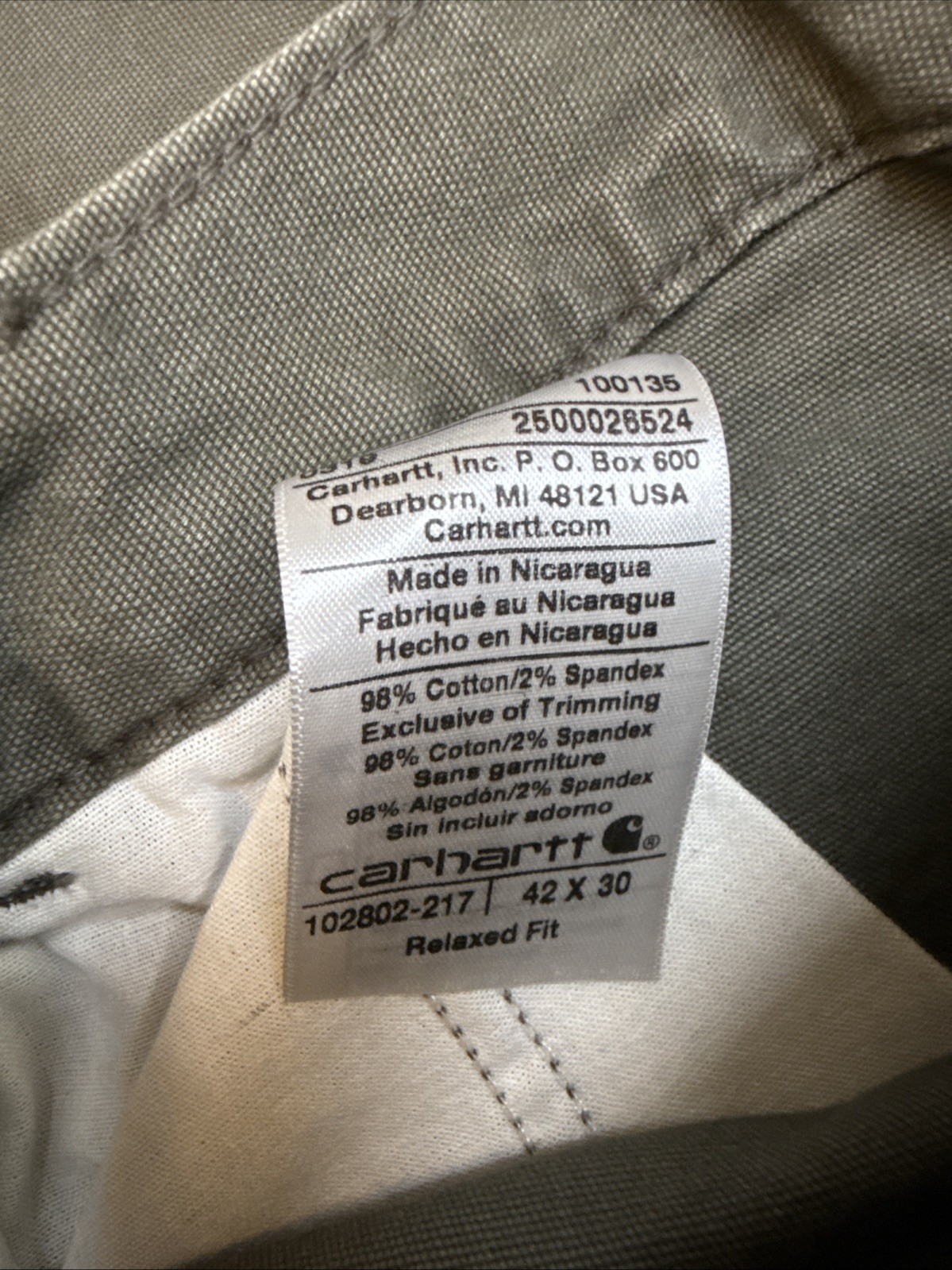 Carhartt 102802 Rugged Flex Relaxed Fit Rigby Double Front Work Pant Size 42×30
