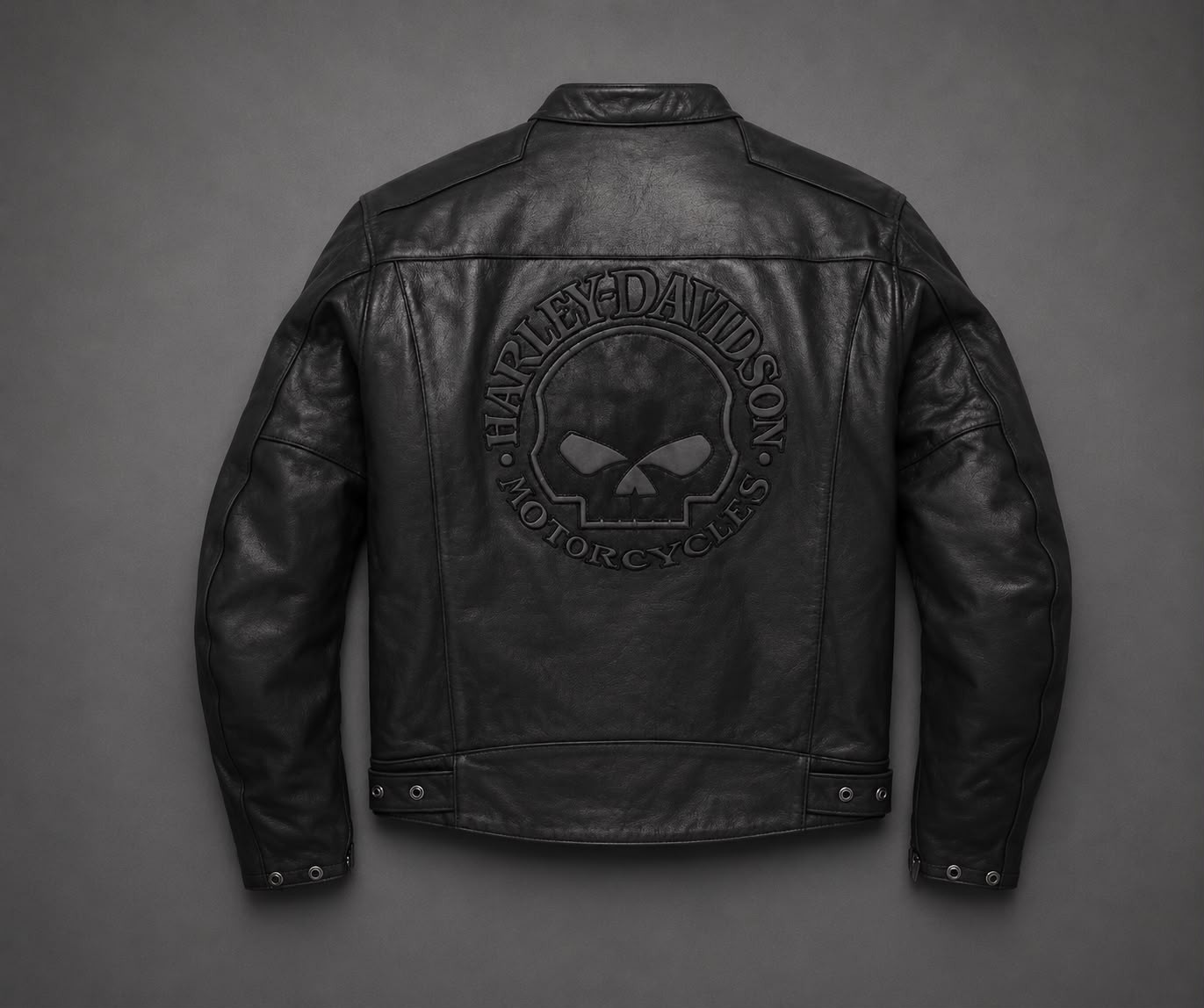 Men’s Harley Davidson Reflective Skull Motorcycle Genuine Cowhide Leather Jacket