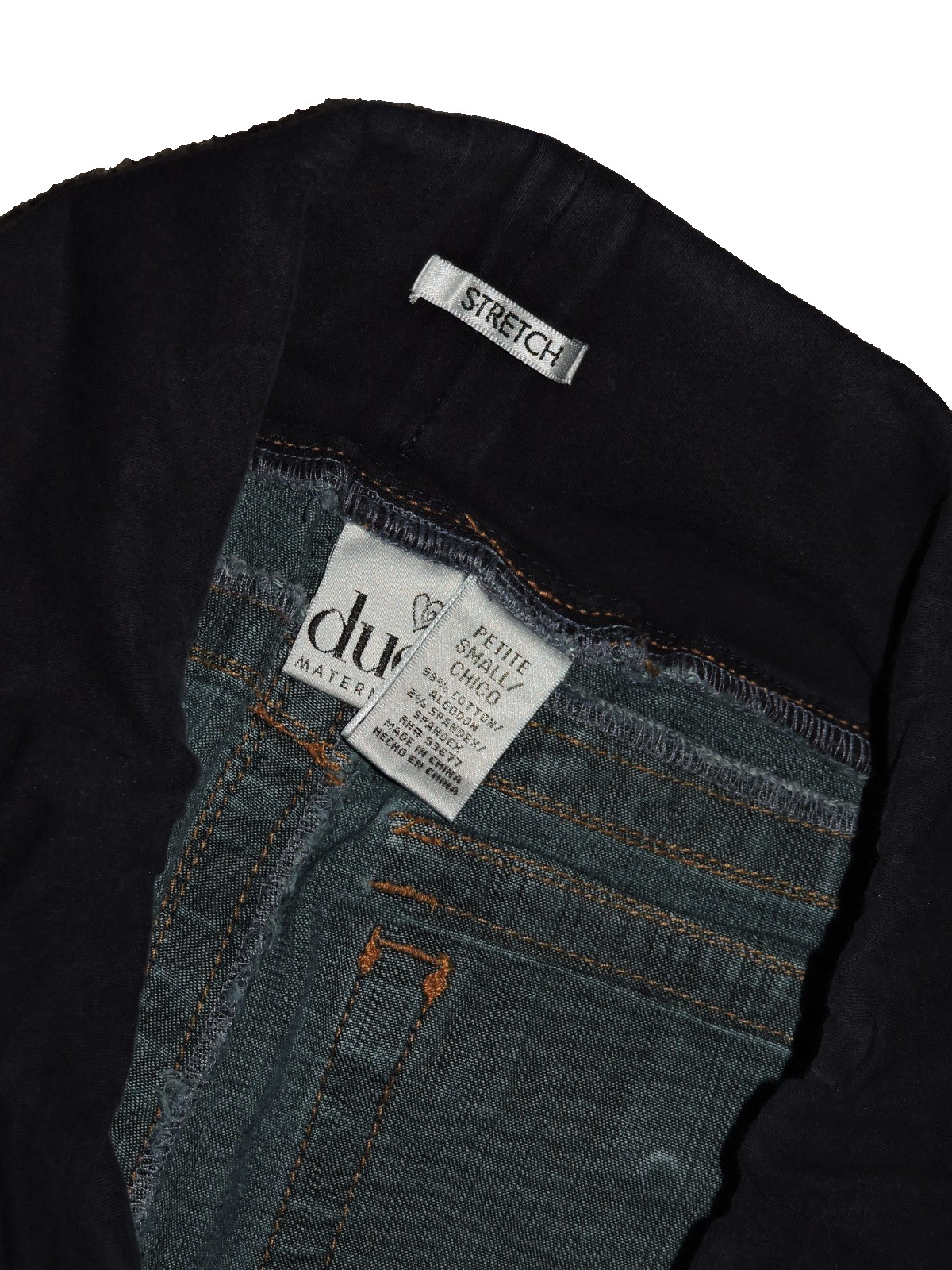 DUO MATERNITY Stretch Blue JEANS Stretch Band/elastic waist BOOTCUT SZ S W31/L28