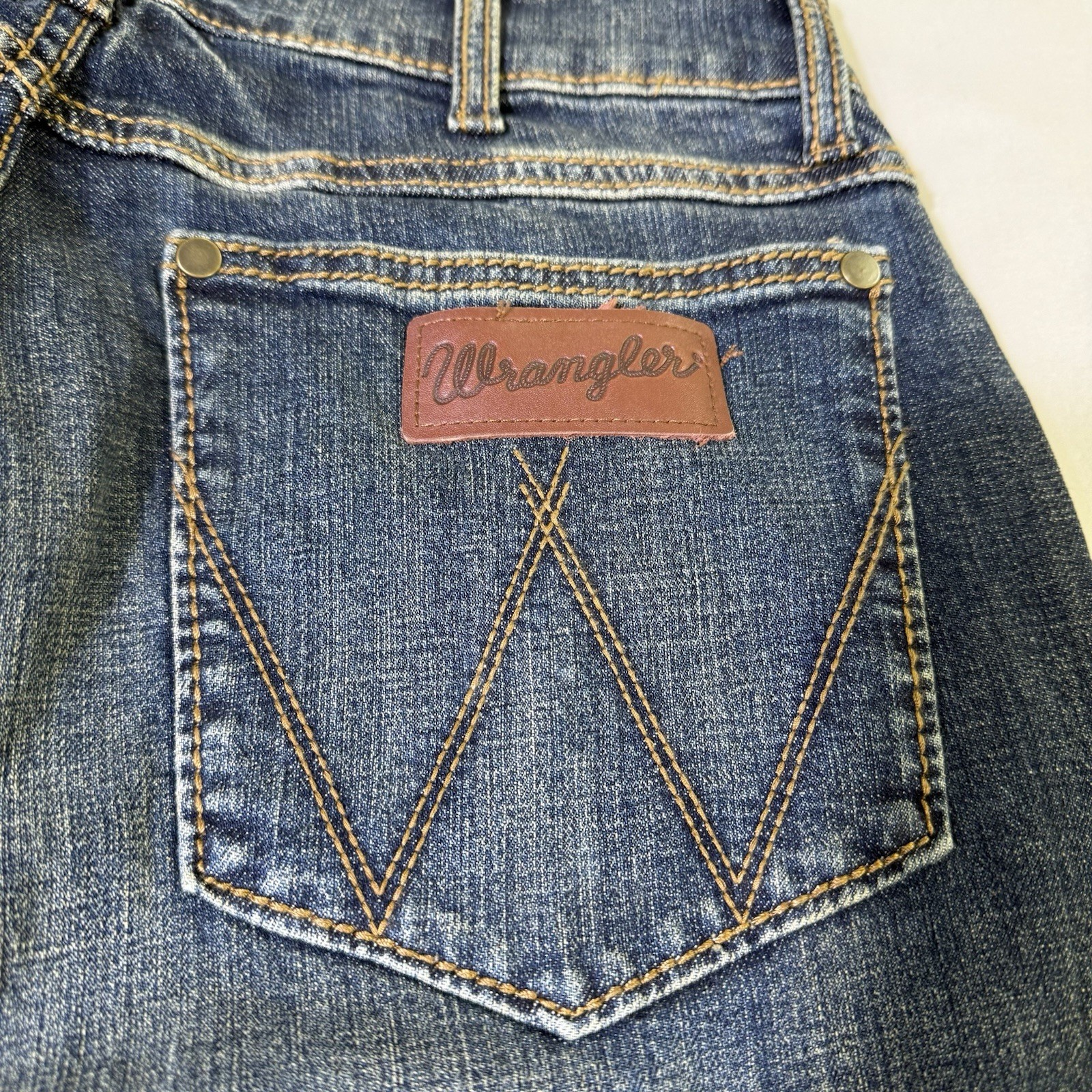 Wrangler Retro Jeans Mens 30×32 Blue Slim Straight Western Denim Pants Cowboy