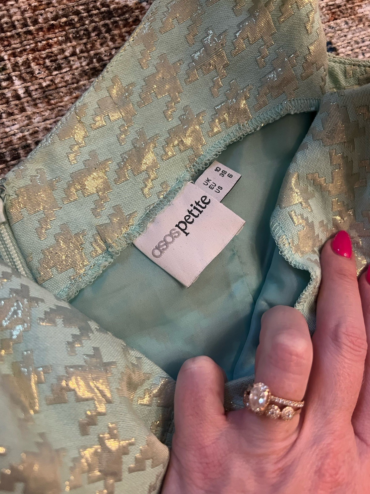ASOS Petite Mint Green Mint and Gold Mini Dress