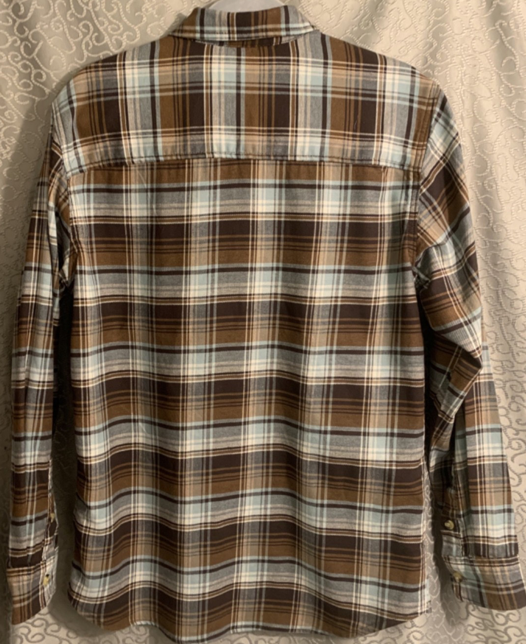 Lee 98% Cotton/2% Elastane Brown/Blue Plaid Flannel Shirt Size M