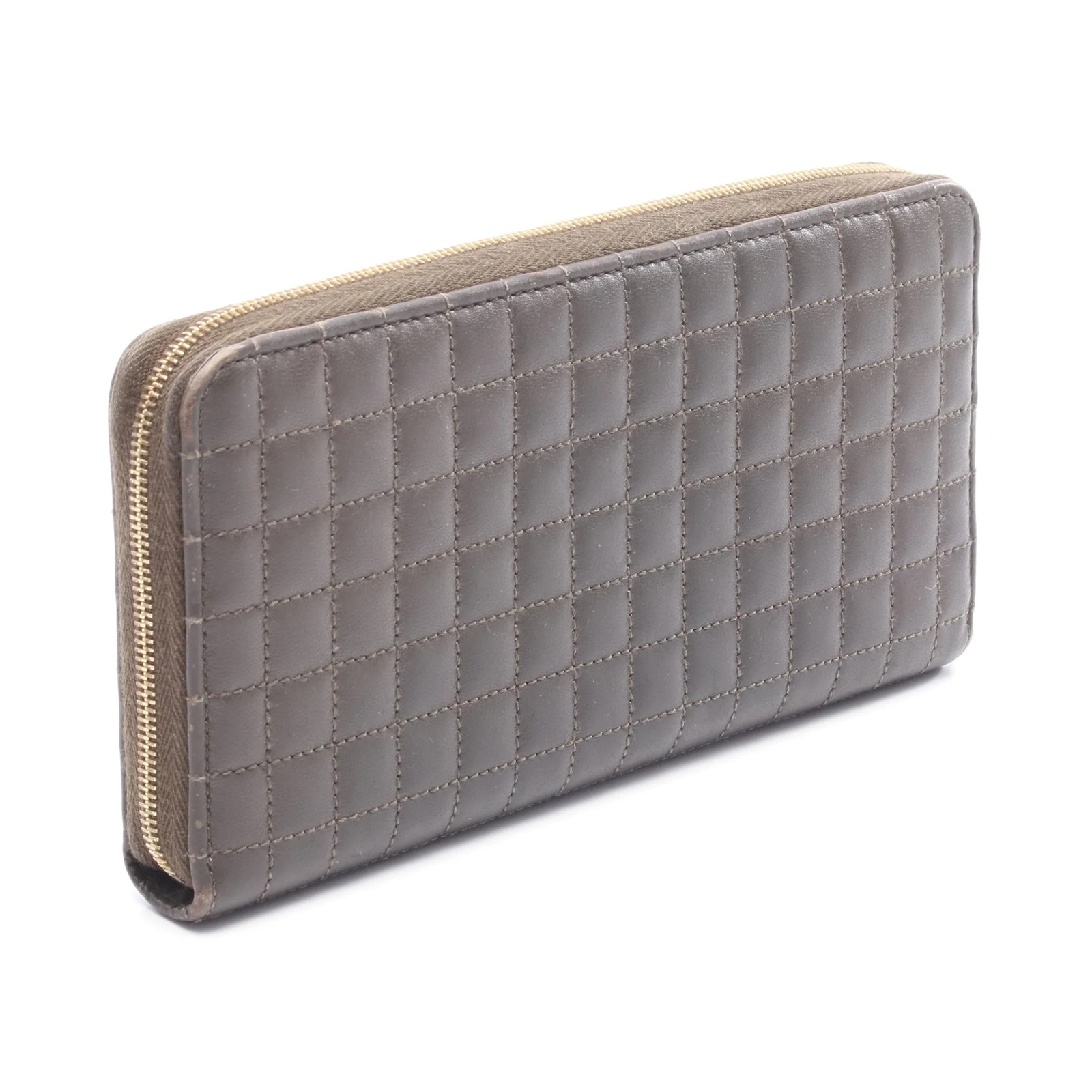 【Wallet】CELINE C Charm Large Zipped Wallet Round Zipper Long Quilted Leather,