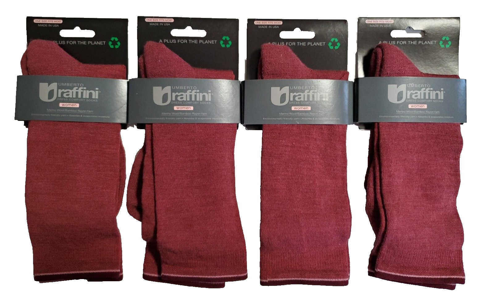 4 Umberto Raffini Womens Skinny Minnie Crew Sock Merino Wool Rayon Nylon Spandex