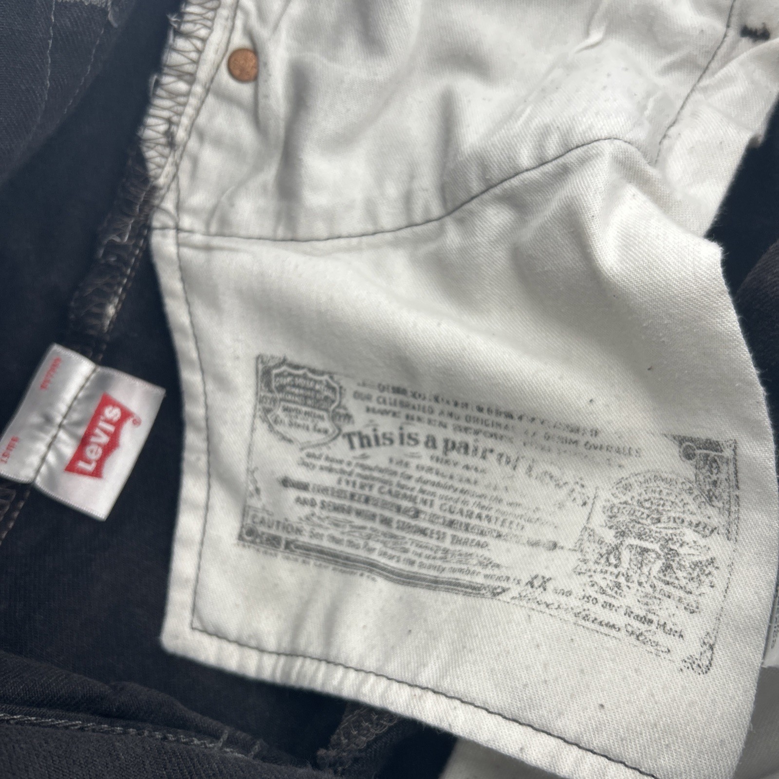 Vintage Levi’s 501XX Button Fly Jeans Mens 36 Black Wash Distressed Y2K