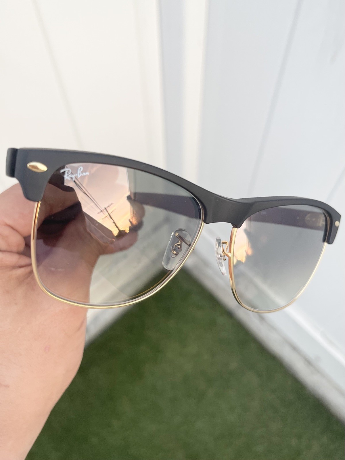 NWT Authentic Ray Ban Oversized Clubmaster RB4175 4175 Black Gray Gradient 57/16