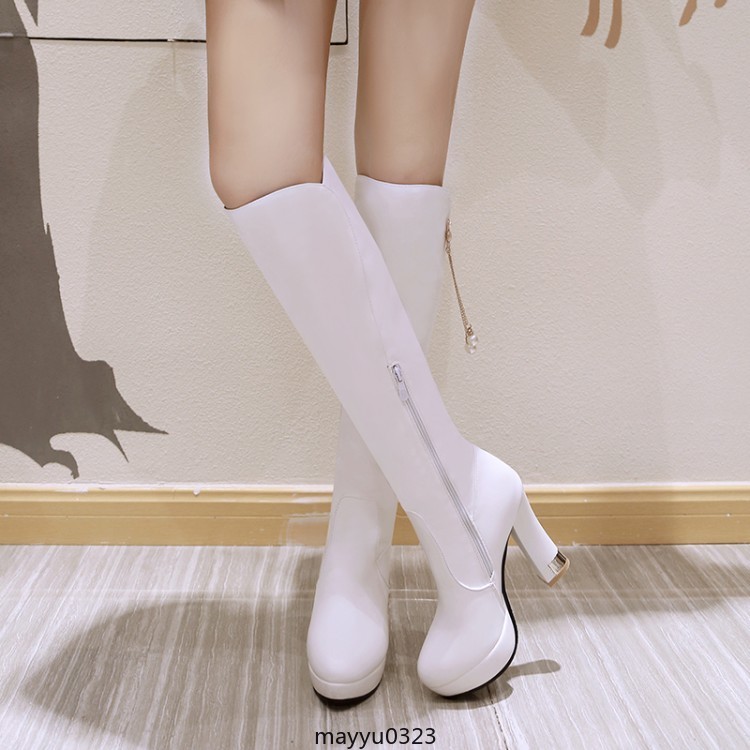 Womens Platform Zip Knee High Boots High Block Heel Winter Shoes Clubwear New